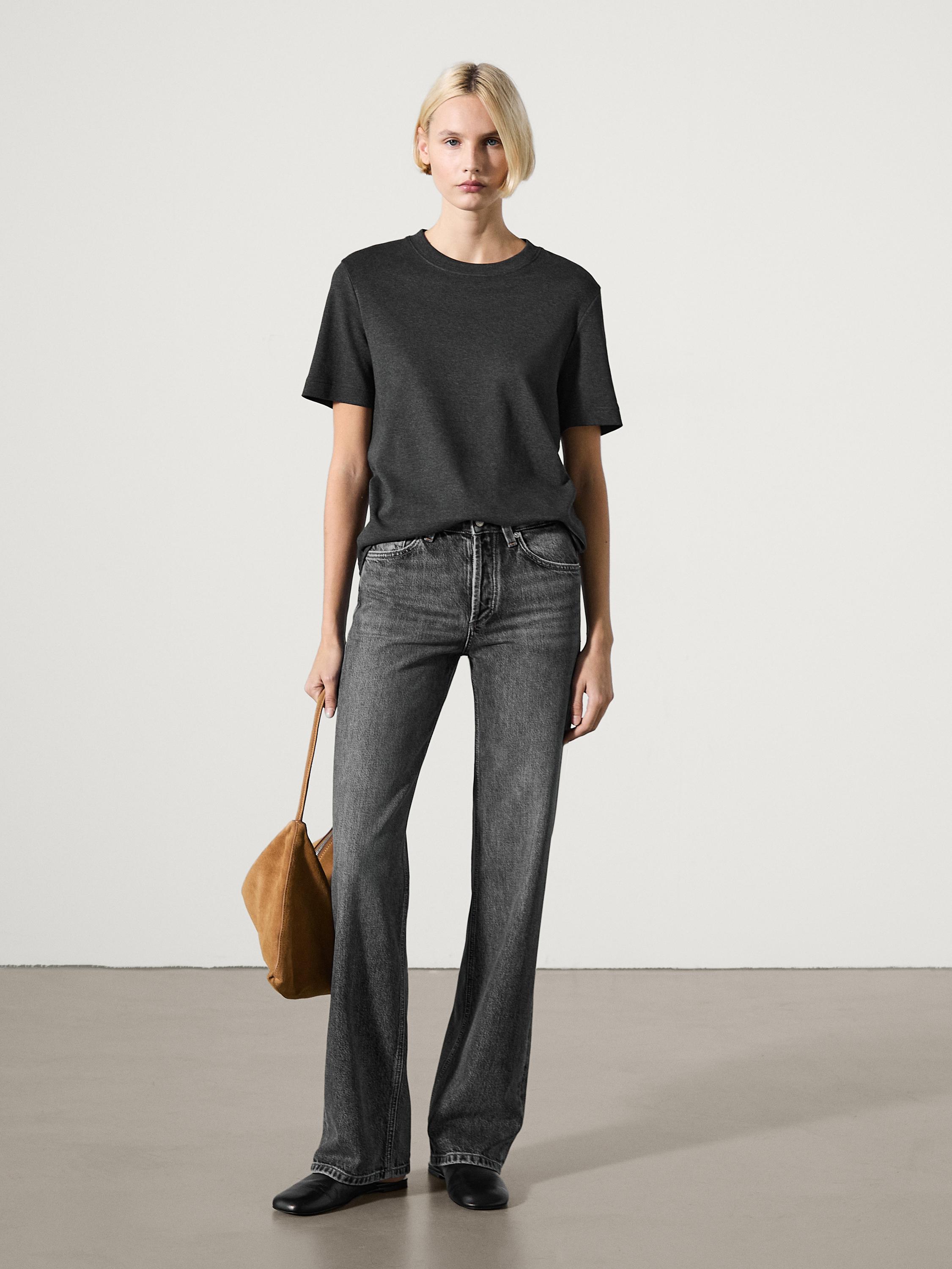 100% cotton interlock crew neck T-shirt — ANTHRACITE GREY