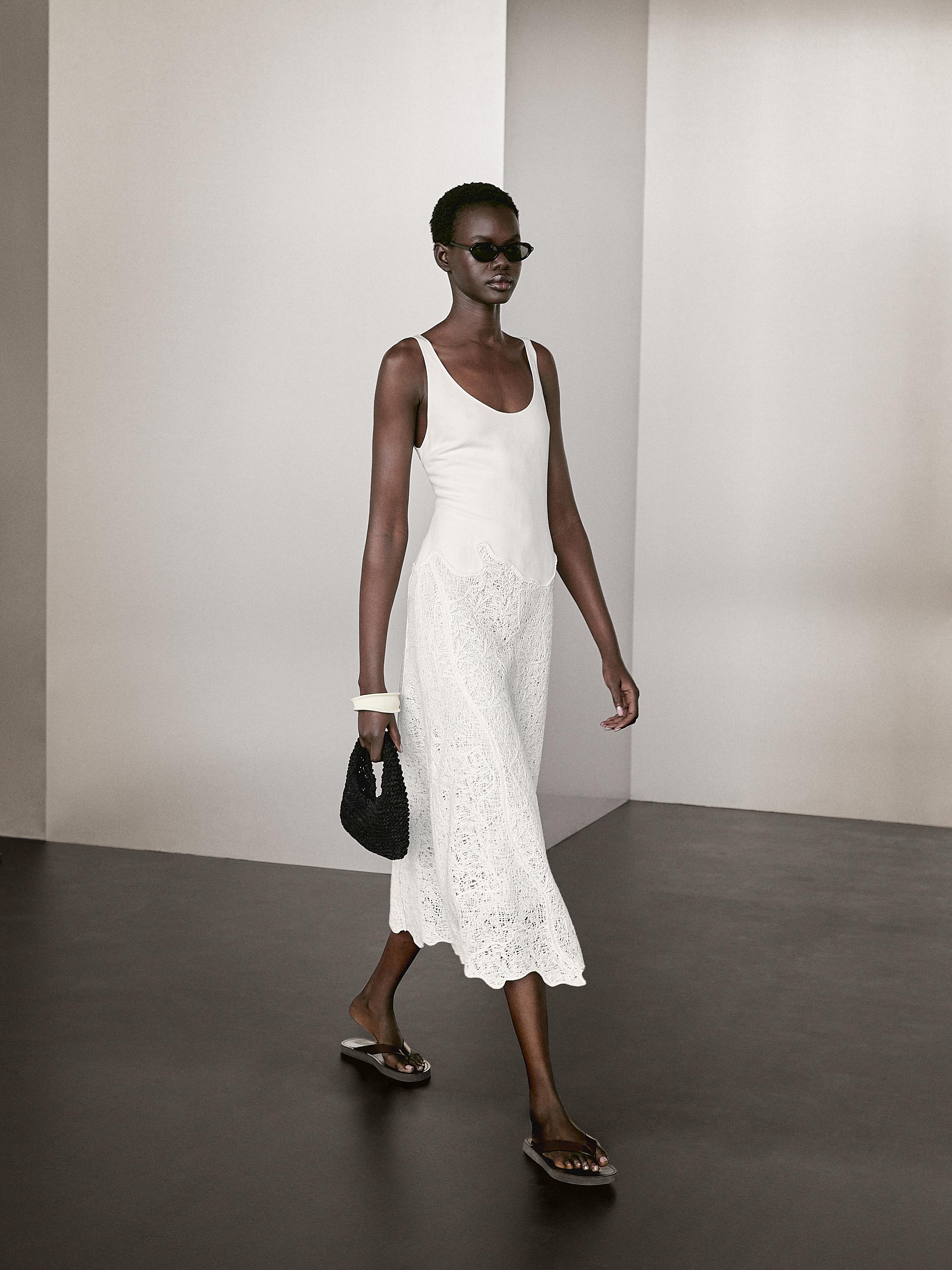 Utsvinget midikjole i bomullsblanding