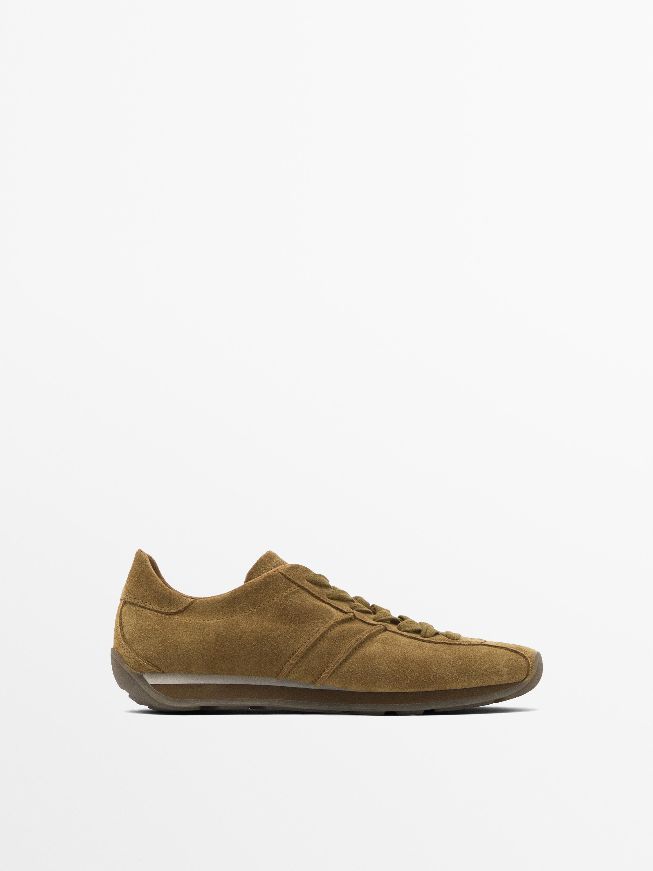 Split suede trainers