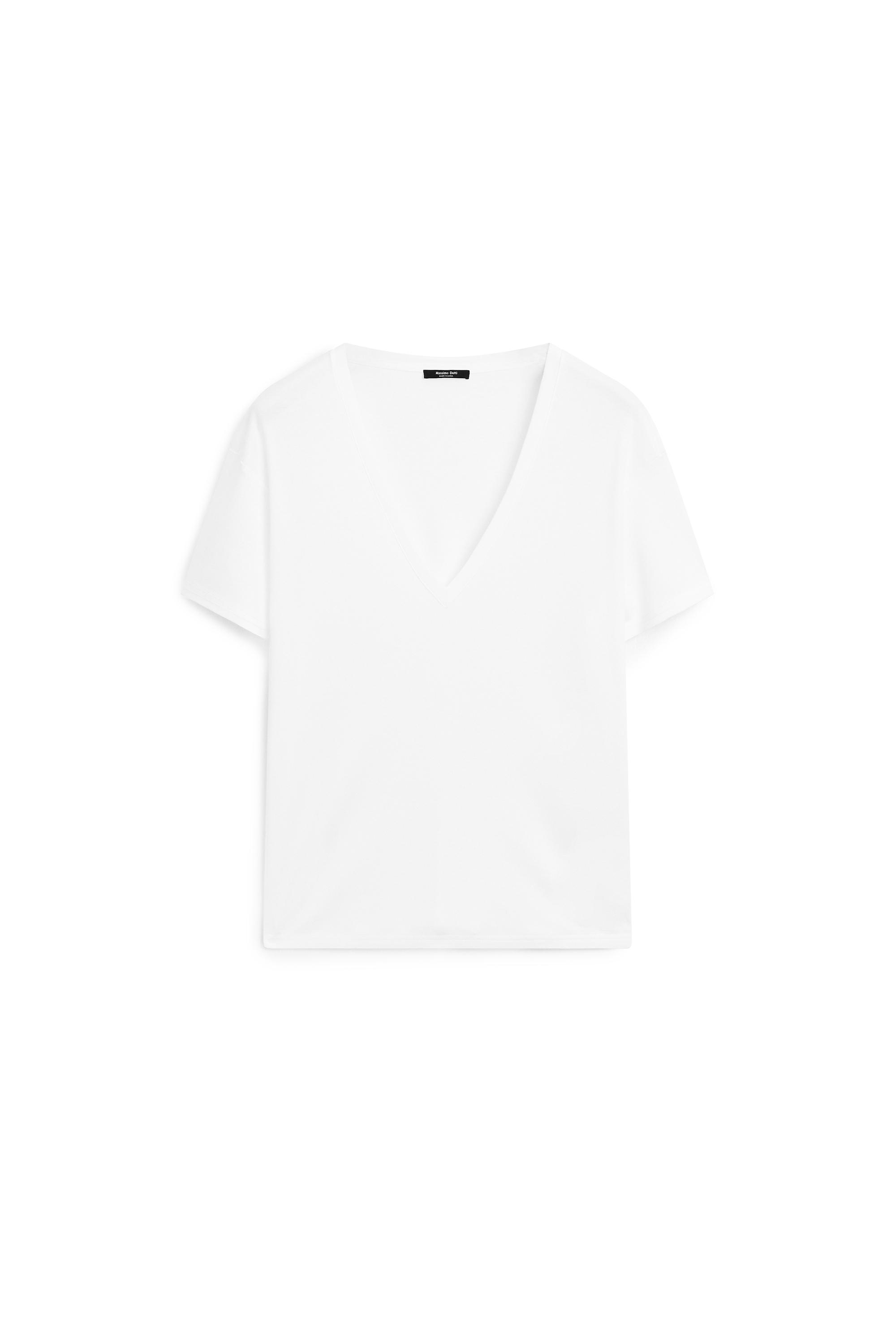 Flowing V-neck T-shirt — WHITE