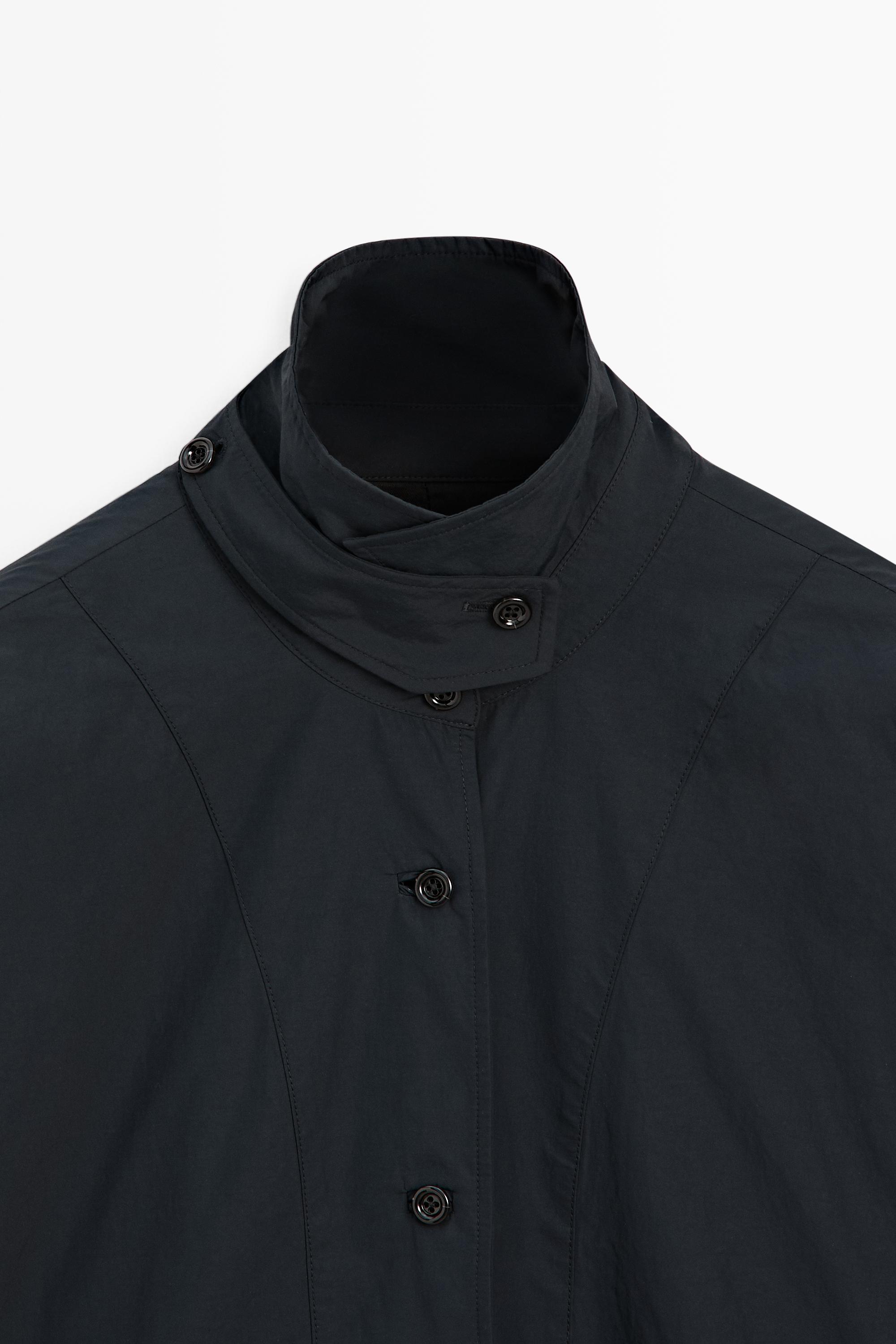 Jacket with buttoned collar strap — DEEP BLUE