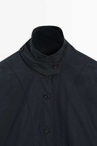 Jacket with buttoned collar strap — DEEP BLUE 9