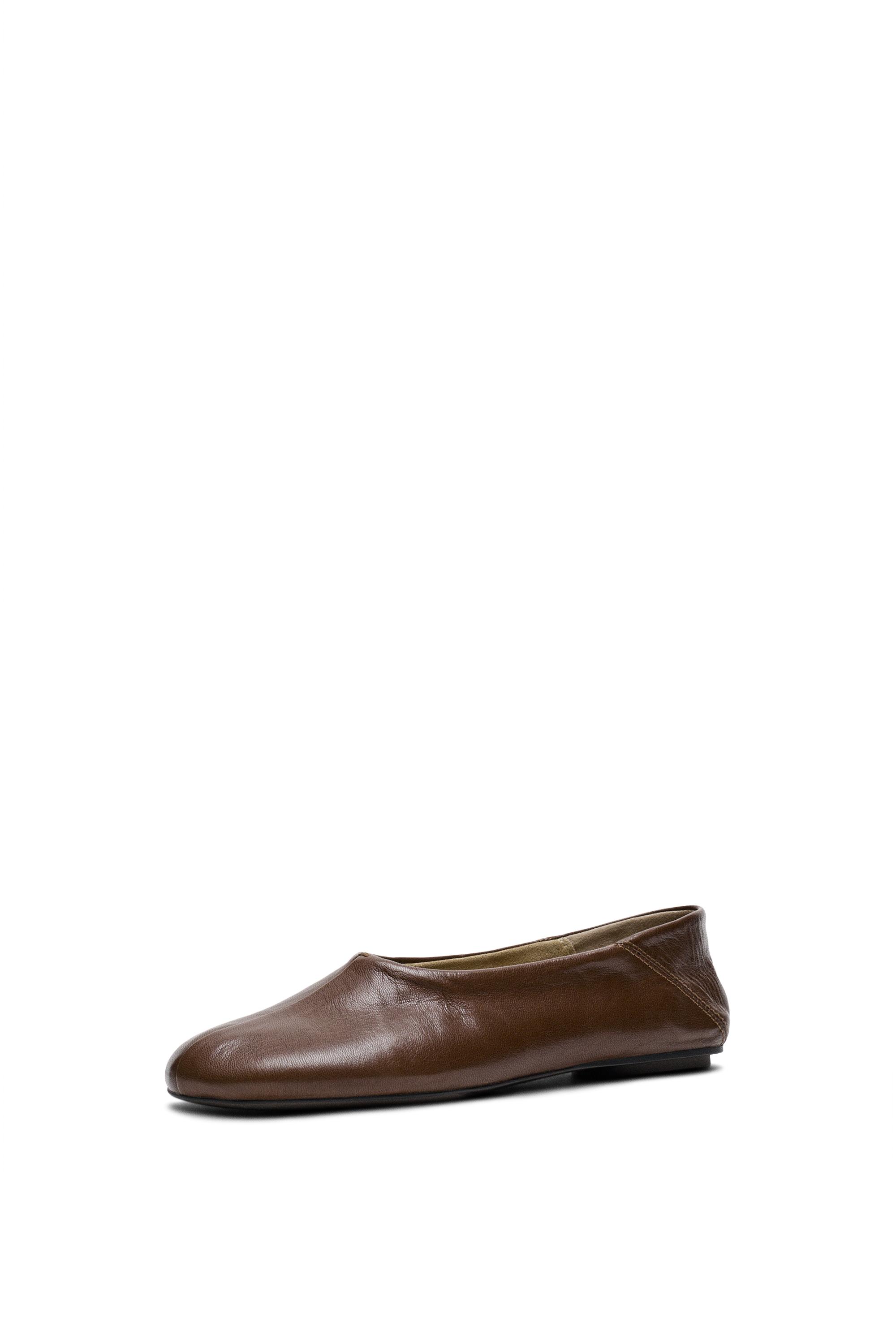 Soft leather ballet flat — HAZELNUT BROWN
