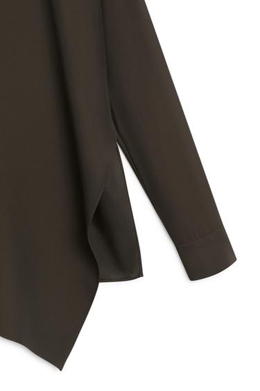 Flowing high neck asymmetric blouse - LIMITED EDITION — Greyish green 8