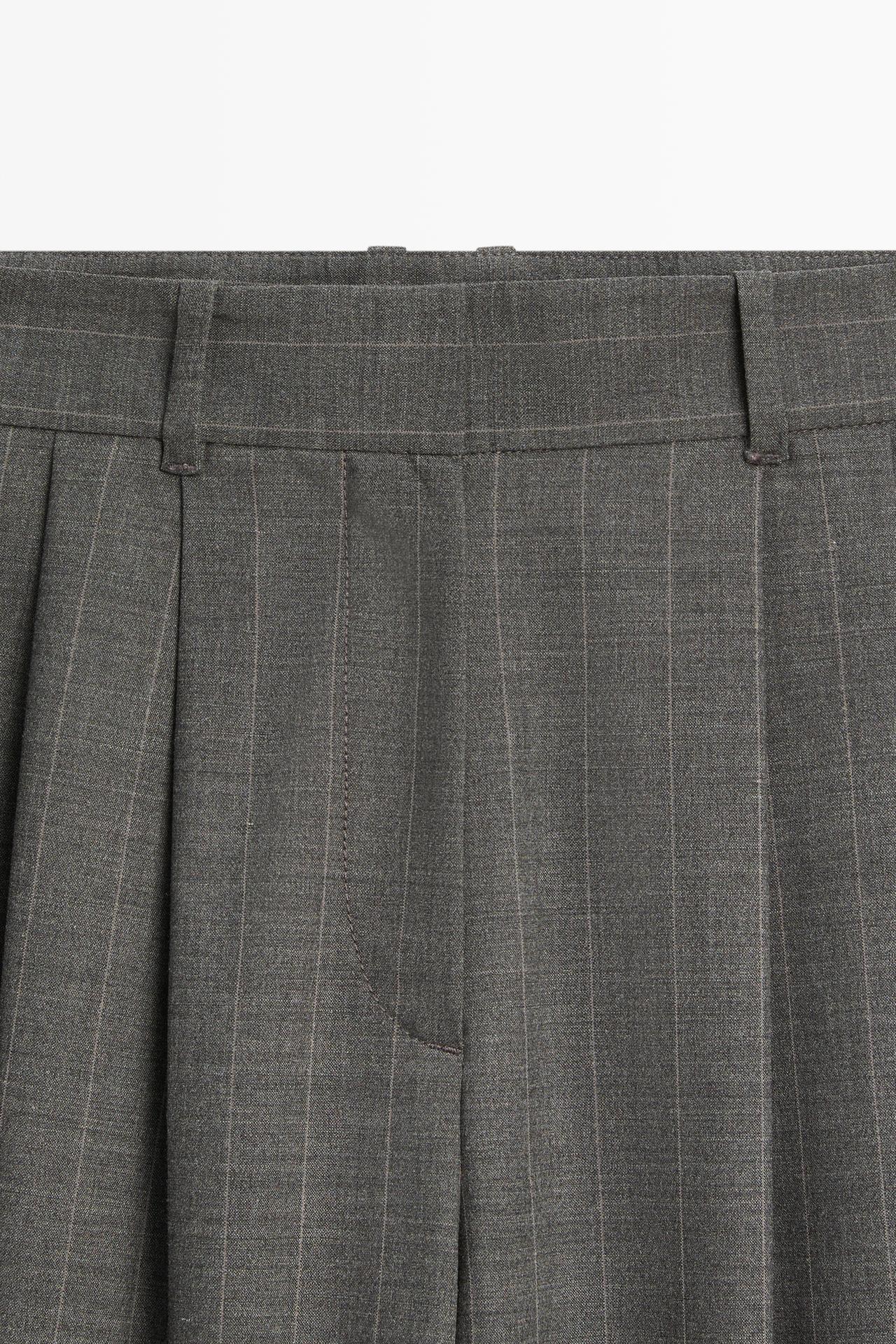 Pinstripe carrot fit pants — CHARCOAL
