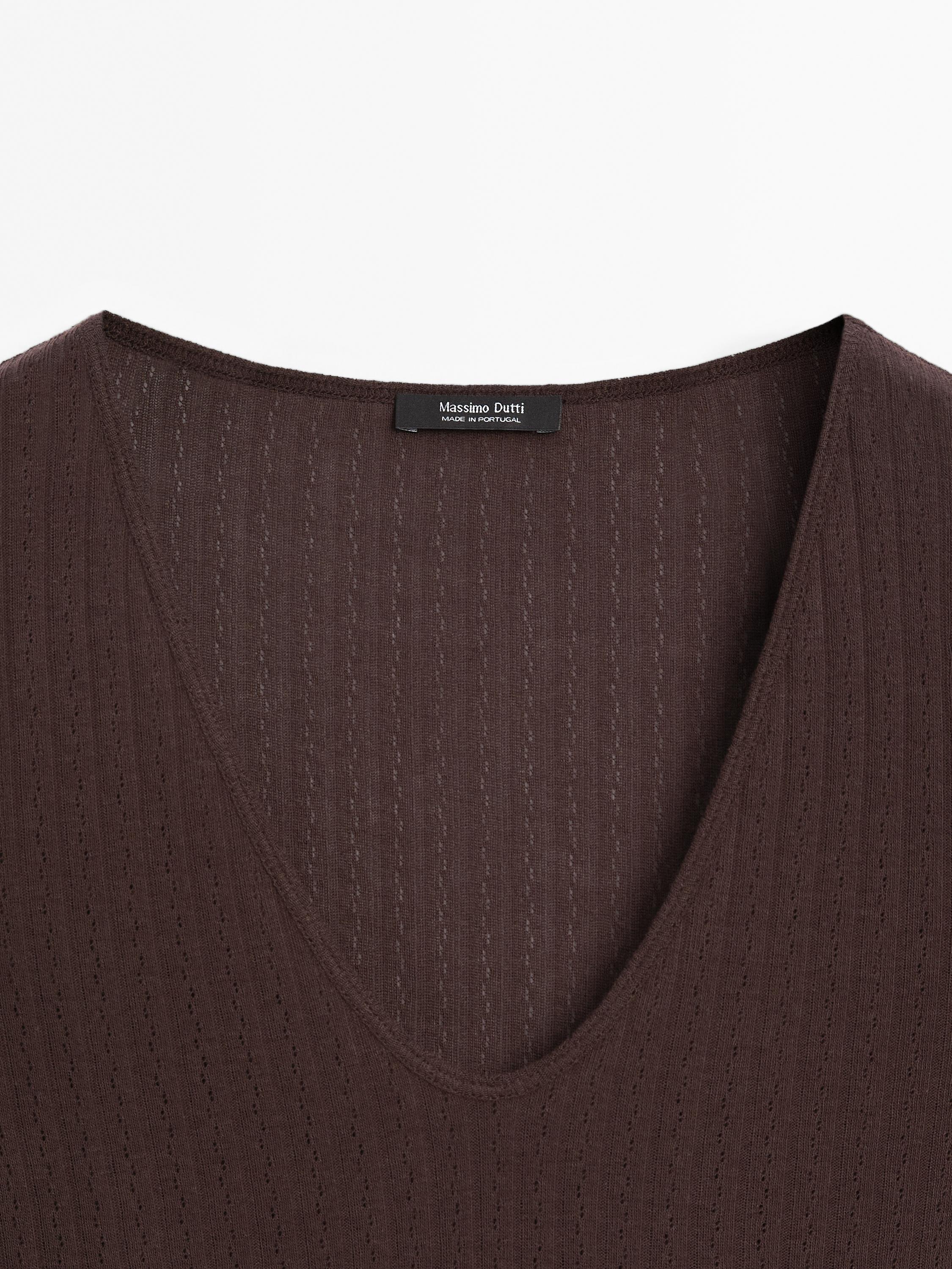 Maglietta in maglia traforata