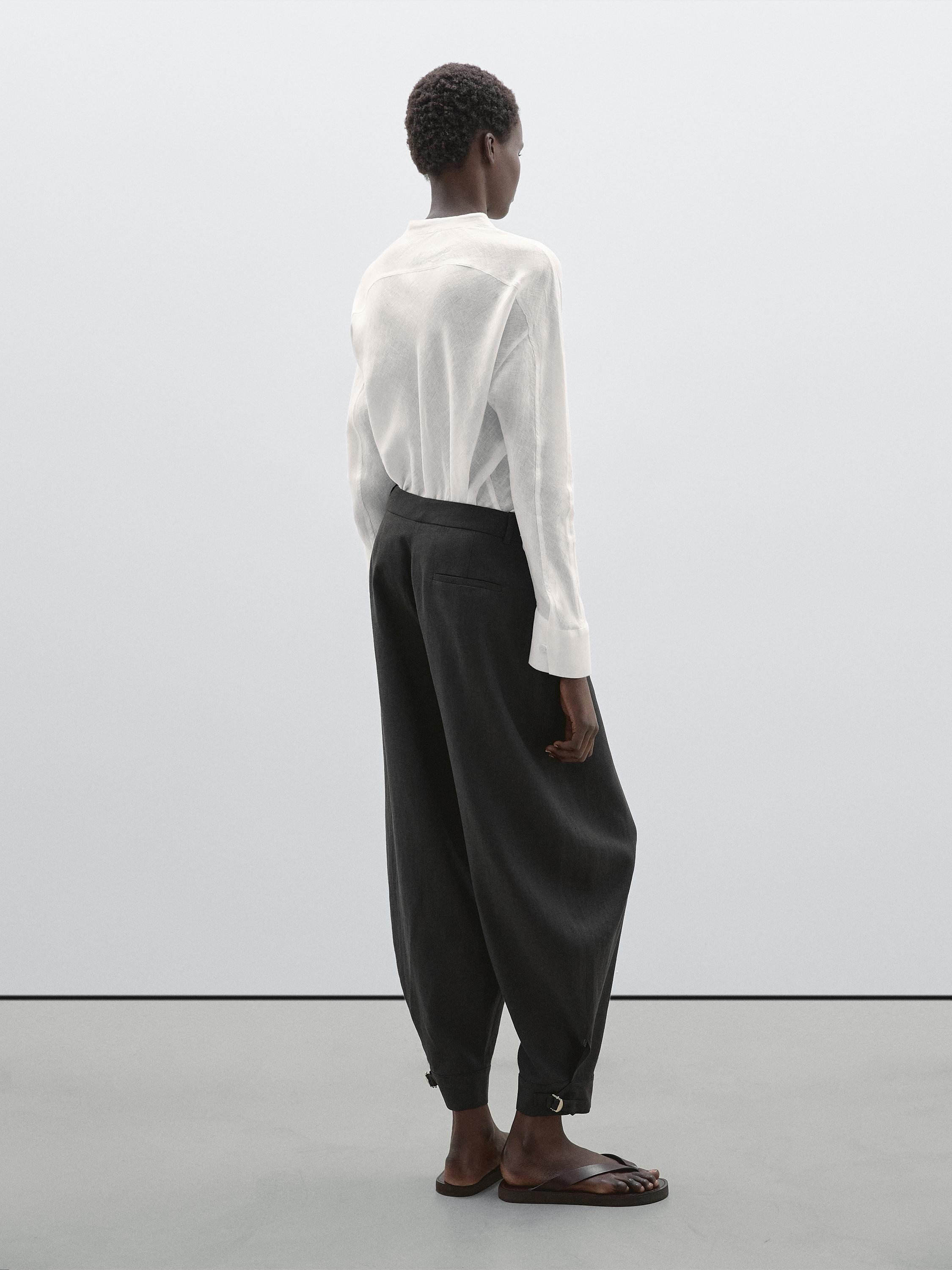 Sarouel trousers with buckled hems