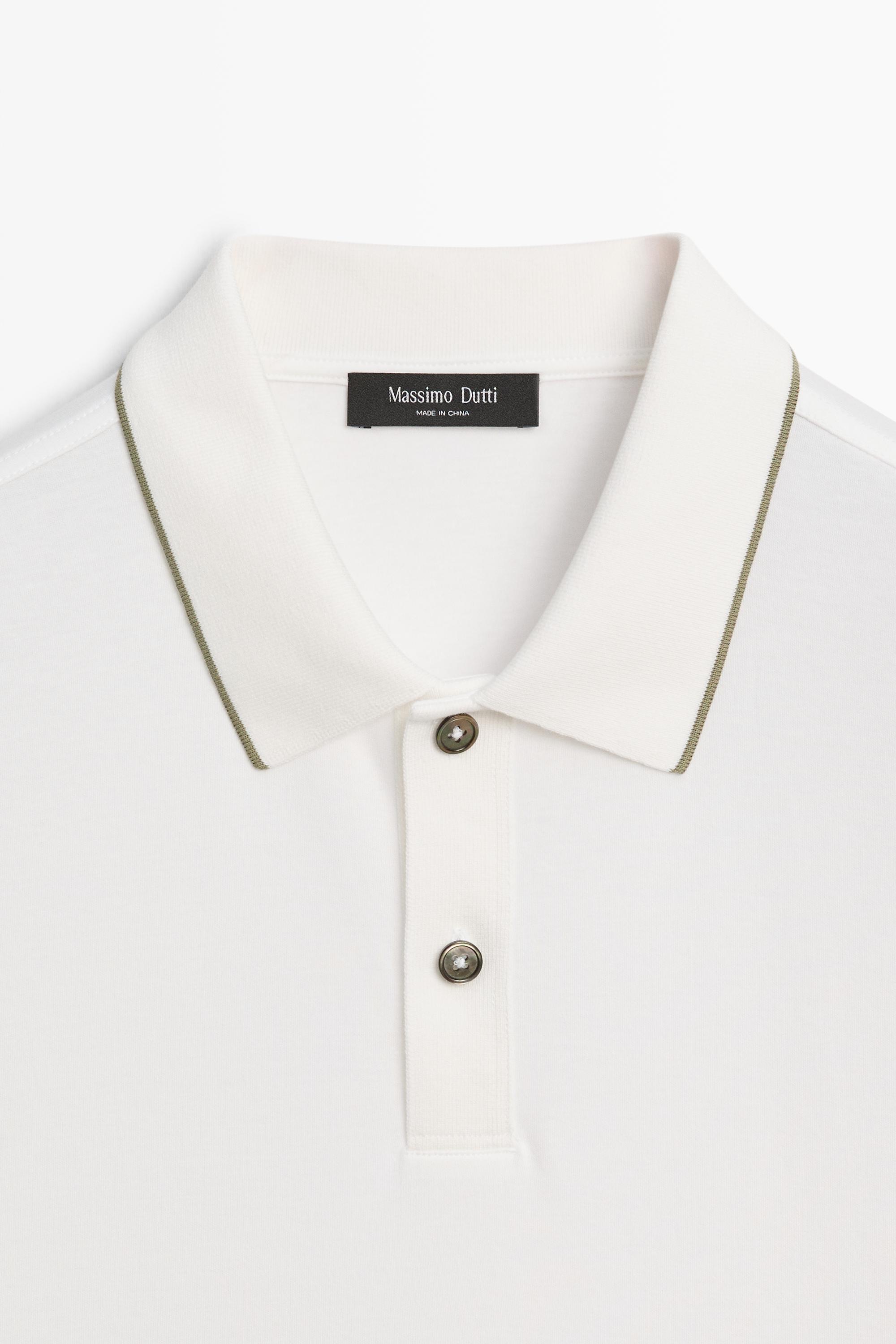 Short sleeve polo shirt with contrast detail — CREAM
