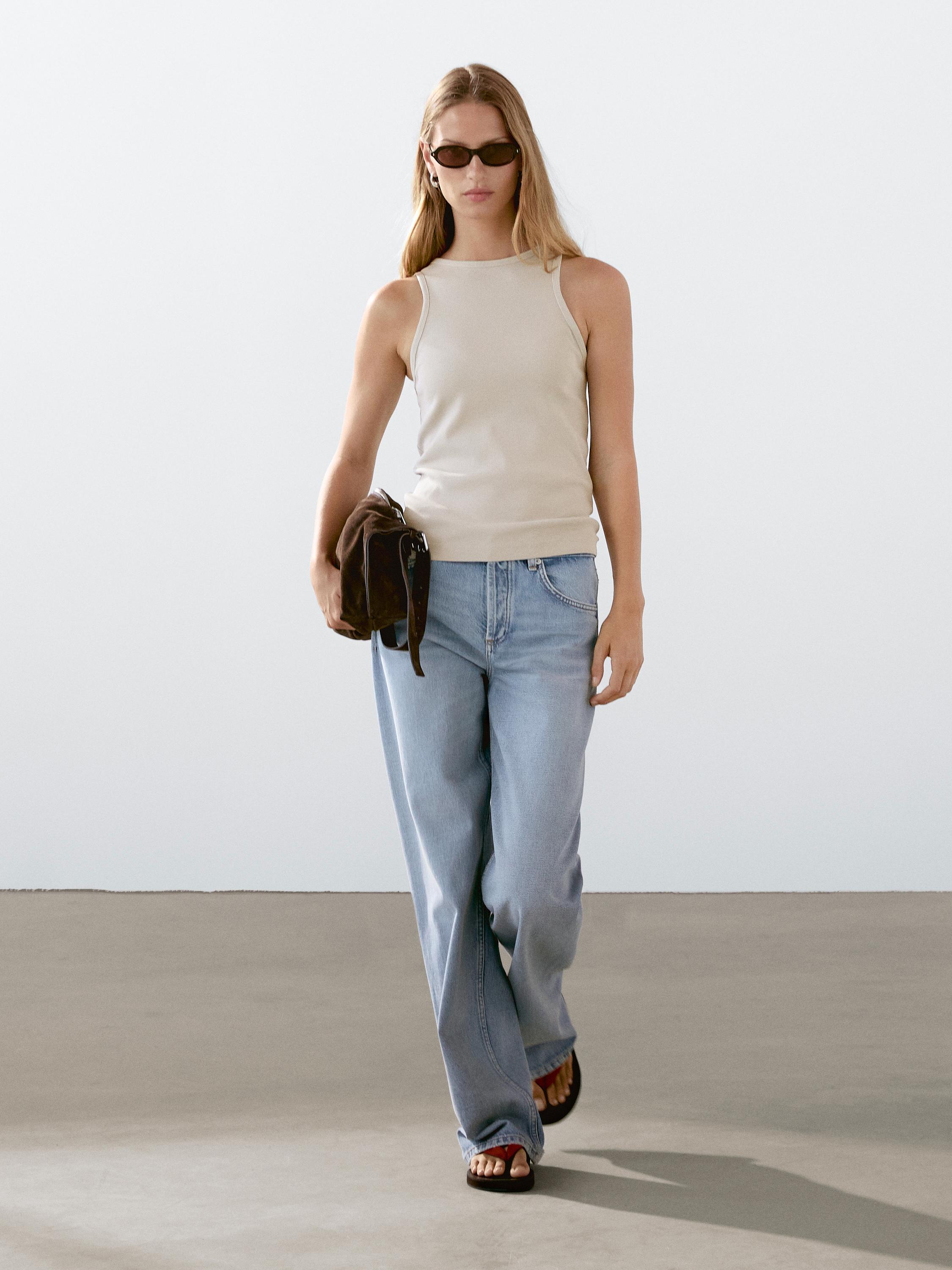 Cotton blend halter-neck top