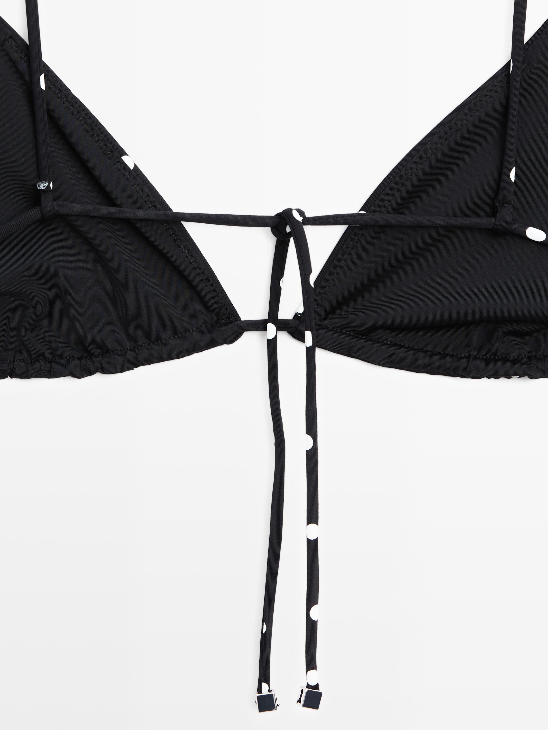 Polka dot print triangle bikini top — BLACK