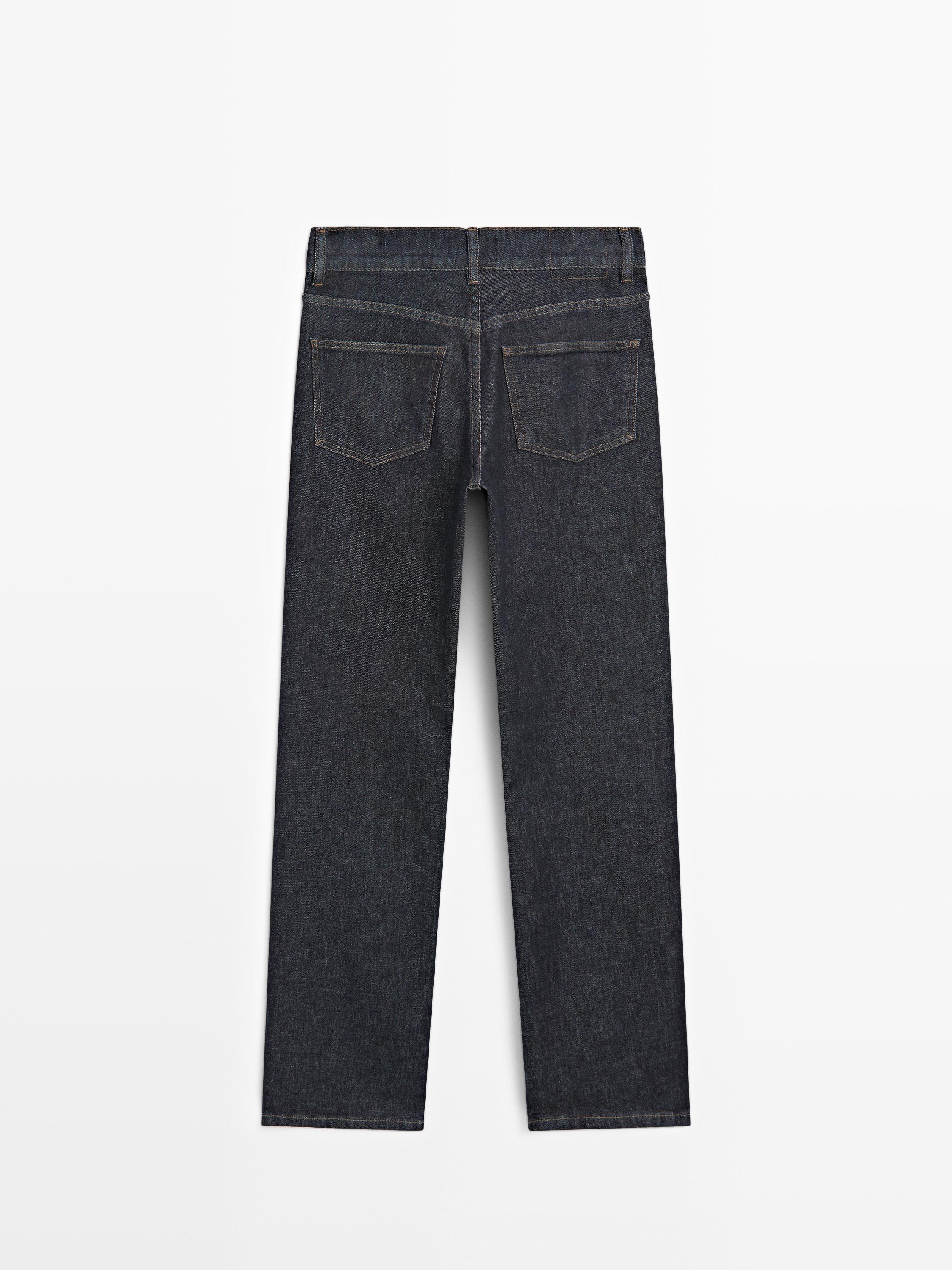 High-waist straight-leg comfort jeans — DARK BLUE