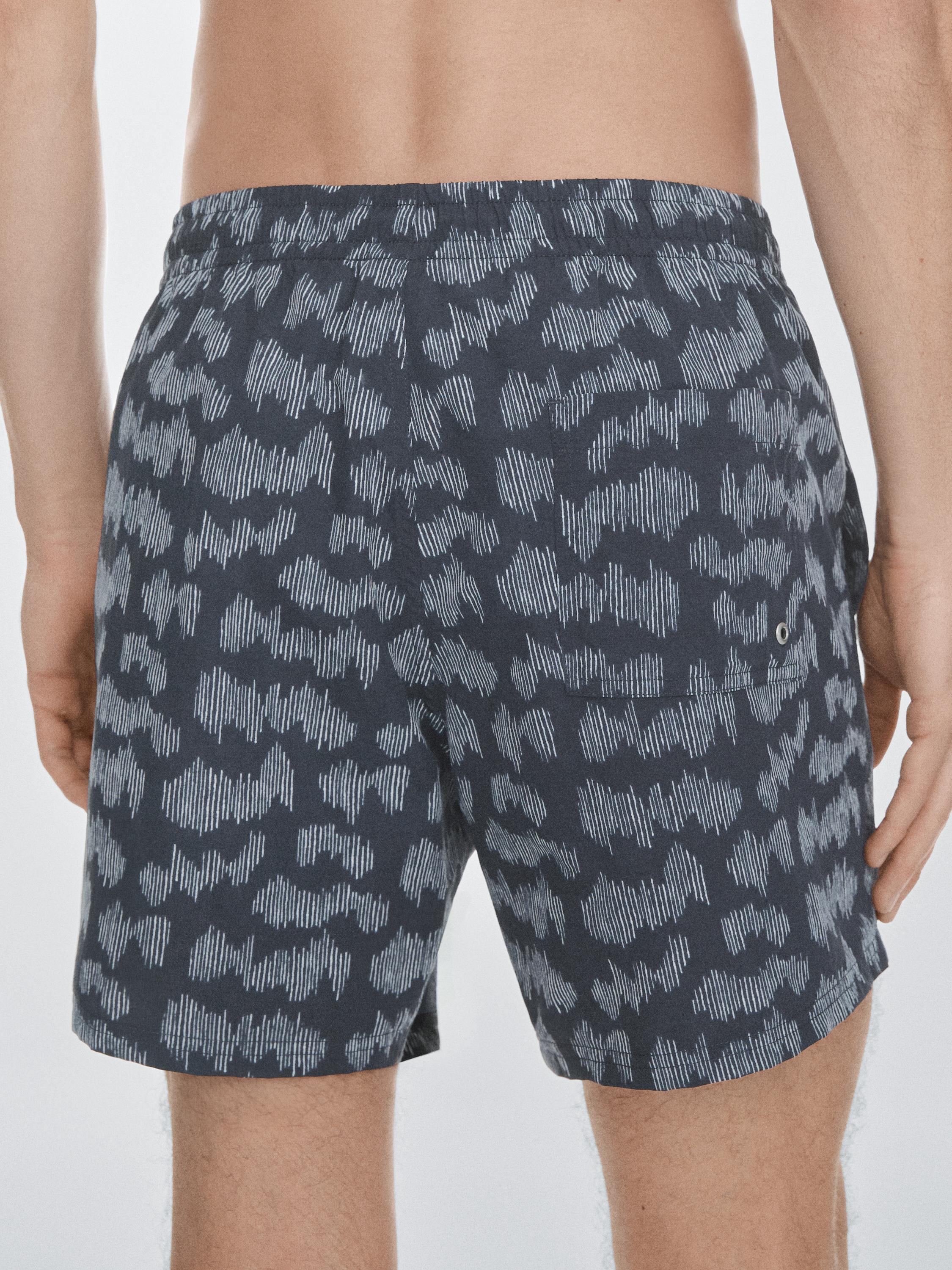 Printed swimming trunks — NAVY BLUE