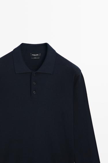 100% cotton knit polo sweater — NAVY BLUE 4