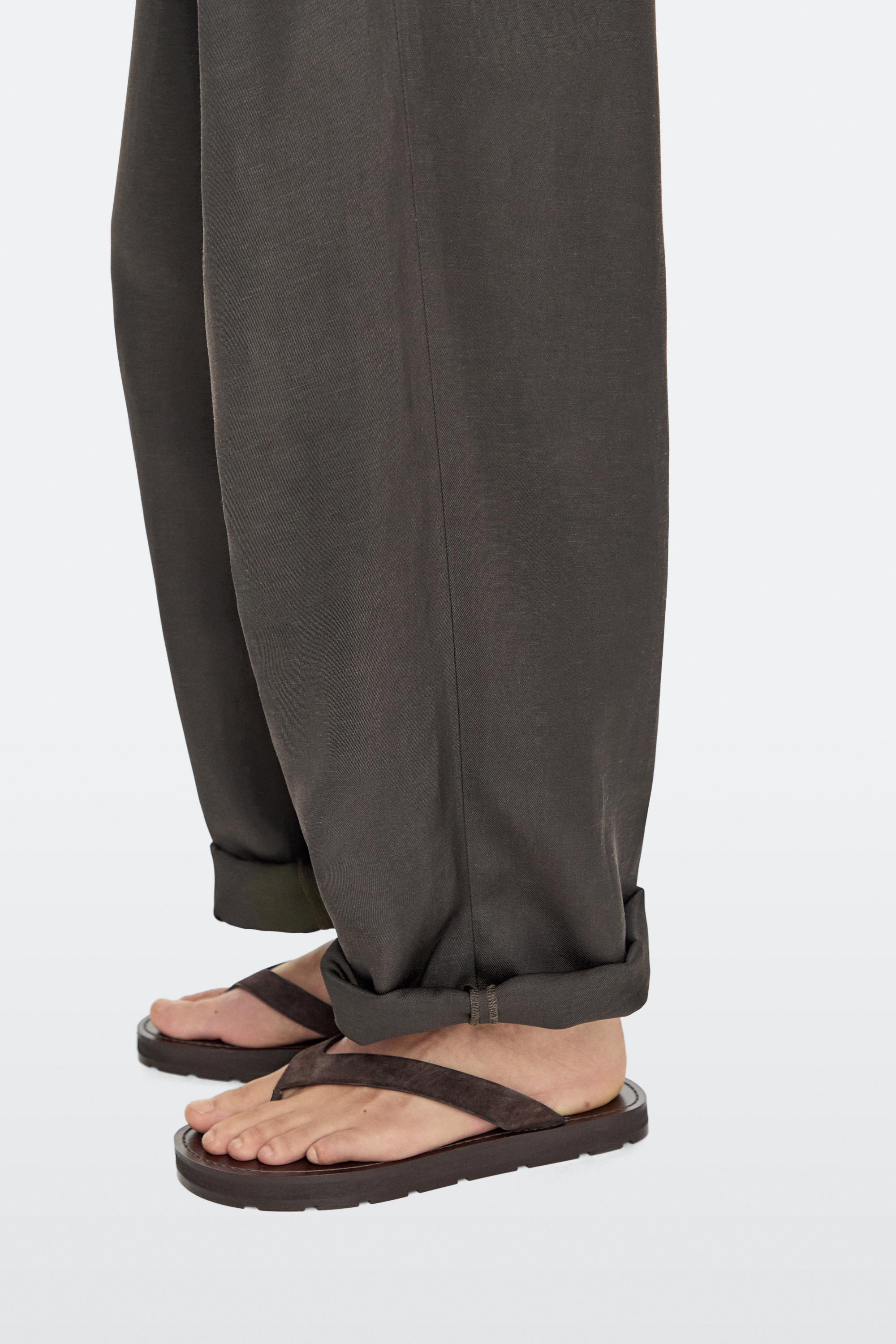 Leather toe divider sandals — BROWN