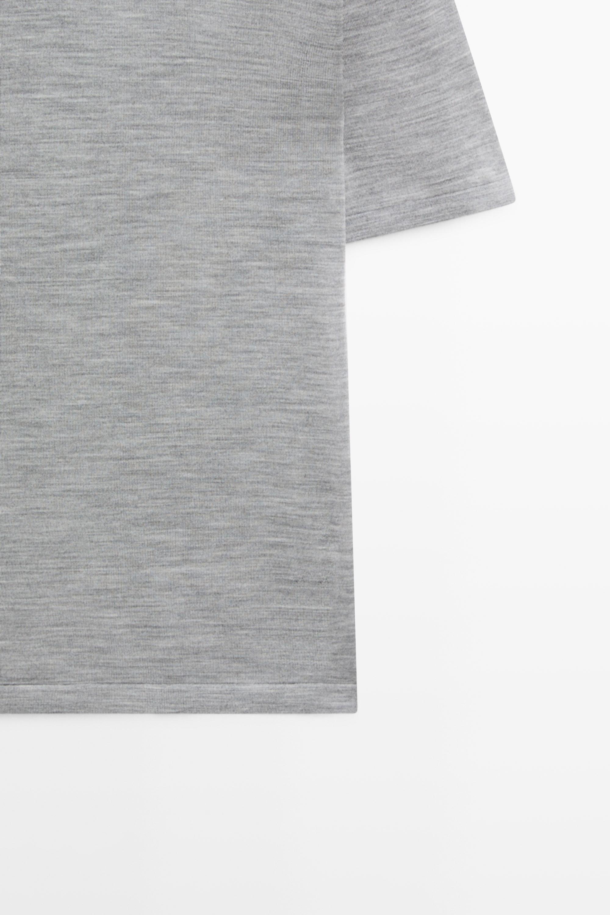 Wool-blend short-sleeve knit sweater — ANTHRACITE GREY