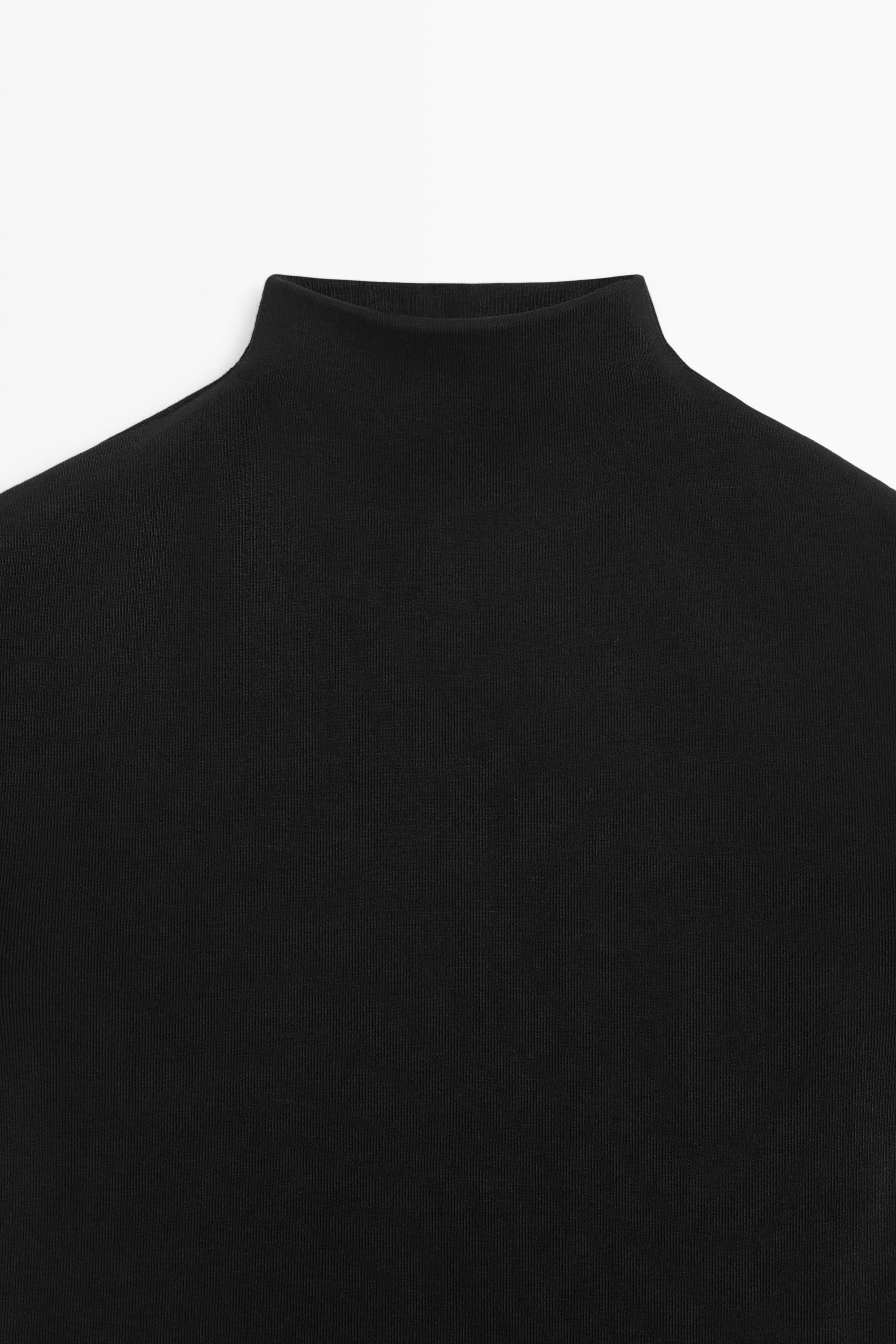 Funnel neck knit top — BLACK