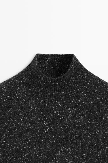Wool-silk blend knit turtleneck vest — CHARCOAL 9