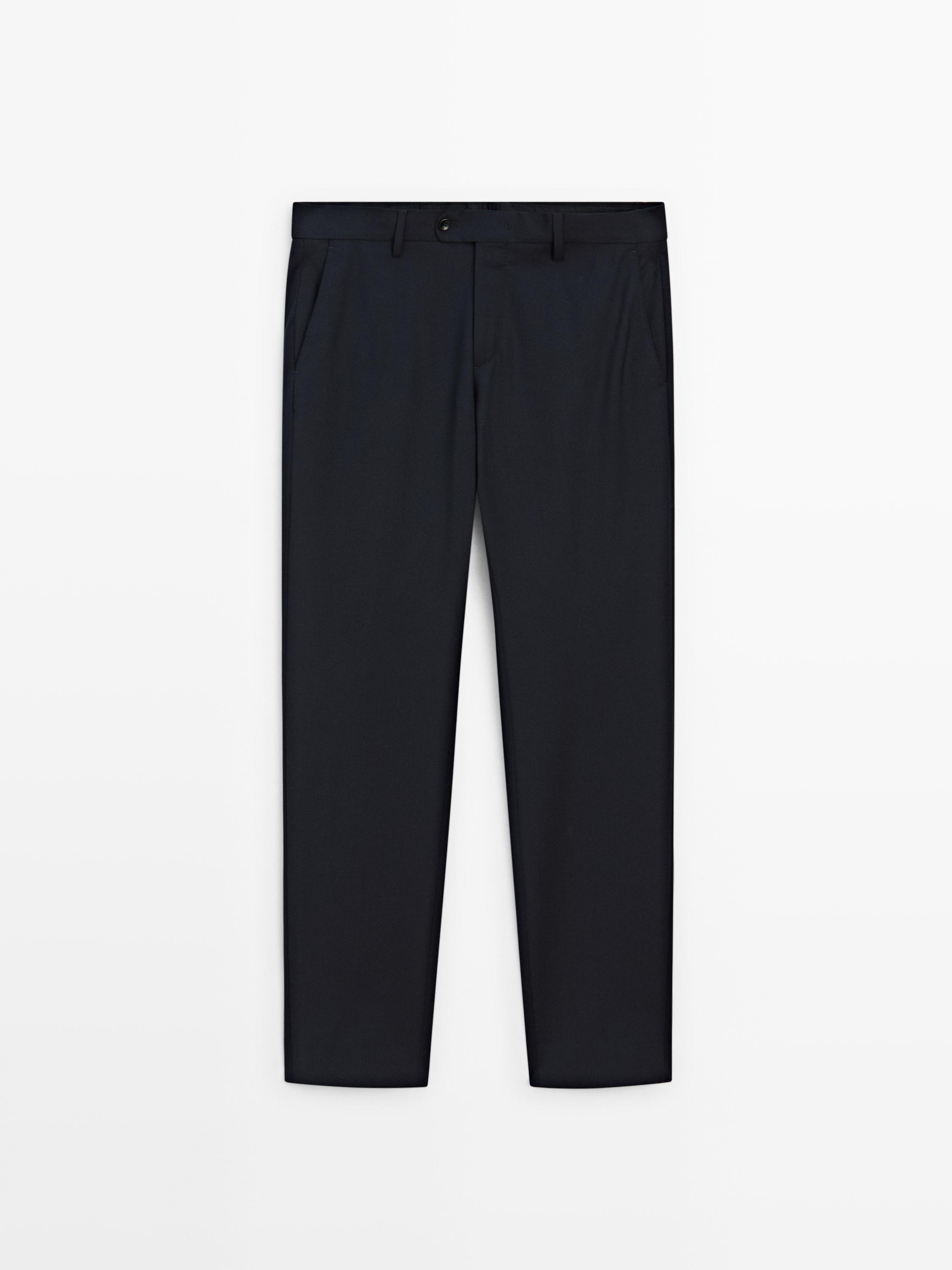 Cool wool blend suit trousers — NAVY BLUE