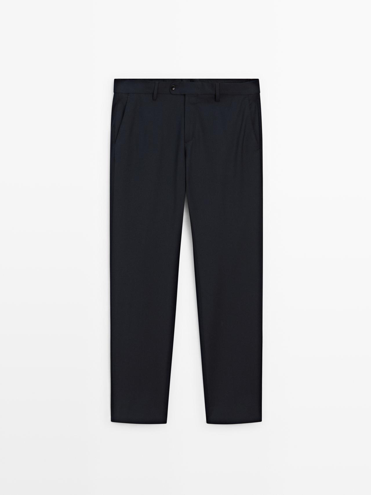 Massimo Dutti - Heren - Wool Blend Suit Trousers - Marineblauw - 46