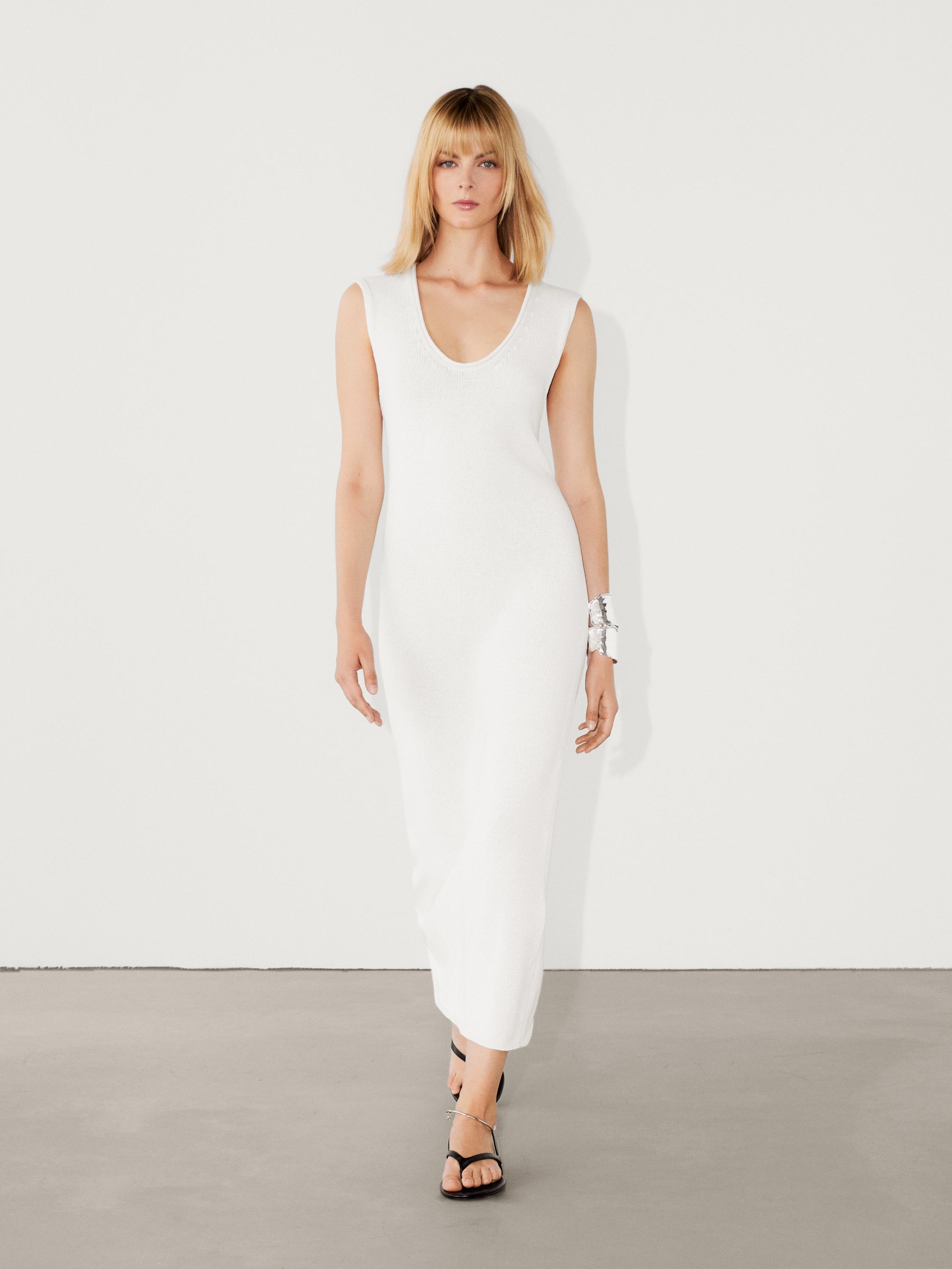 Robe midi en maille de coton