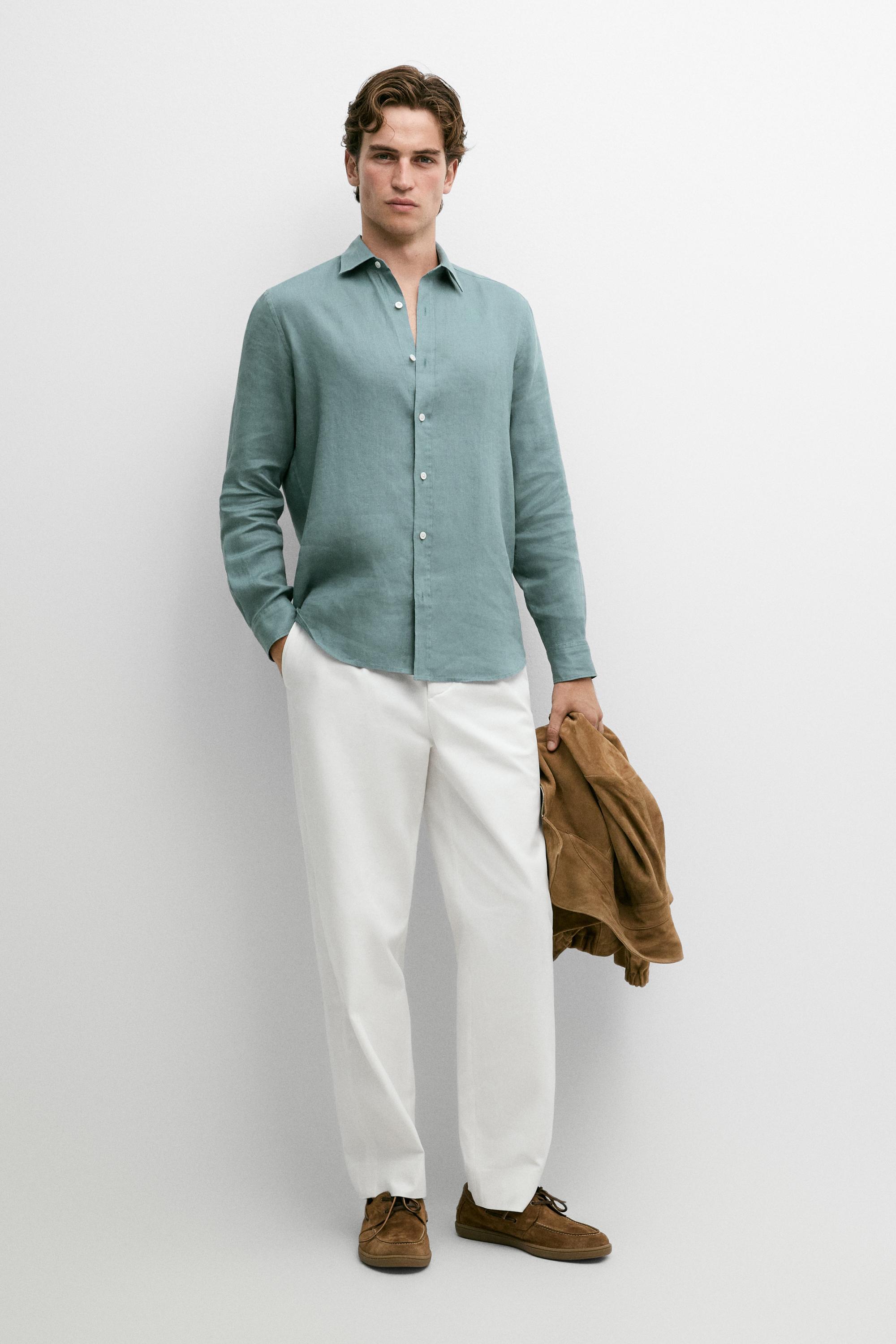 Camisa slim fit 100% lino