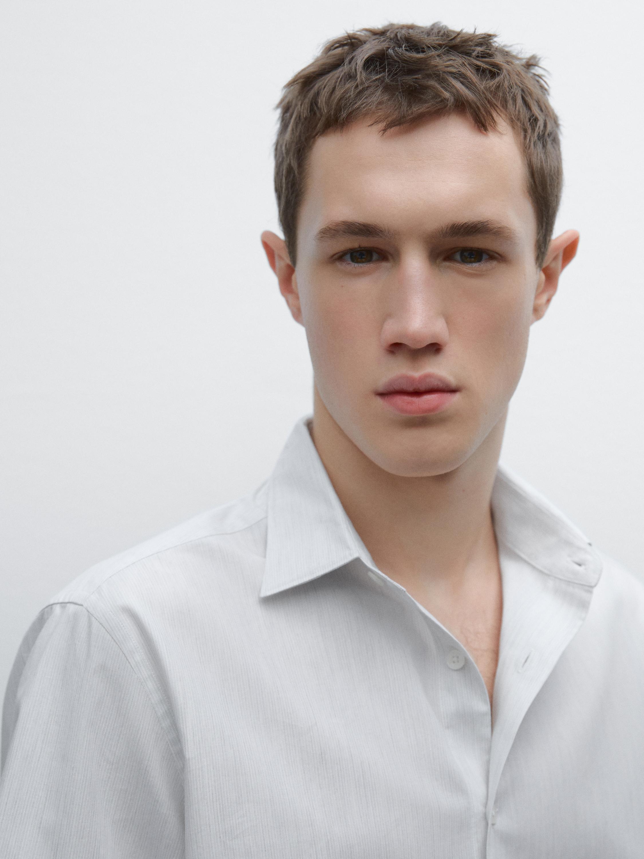 Chemise regular fit en popeline de coton à rayures