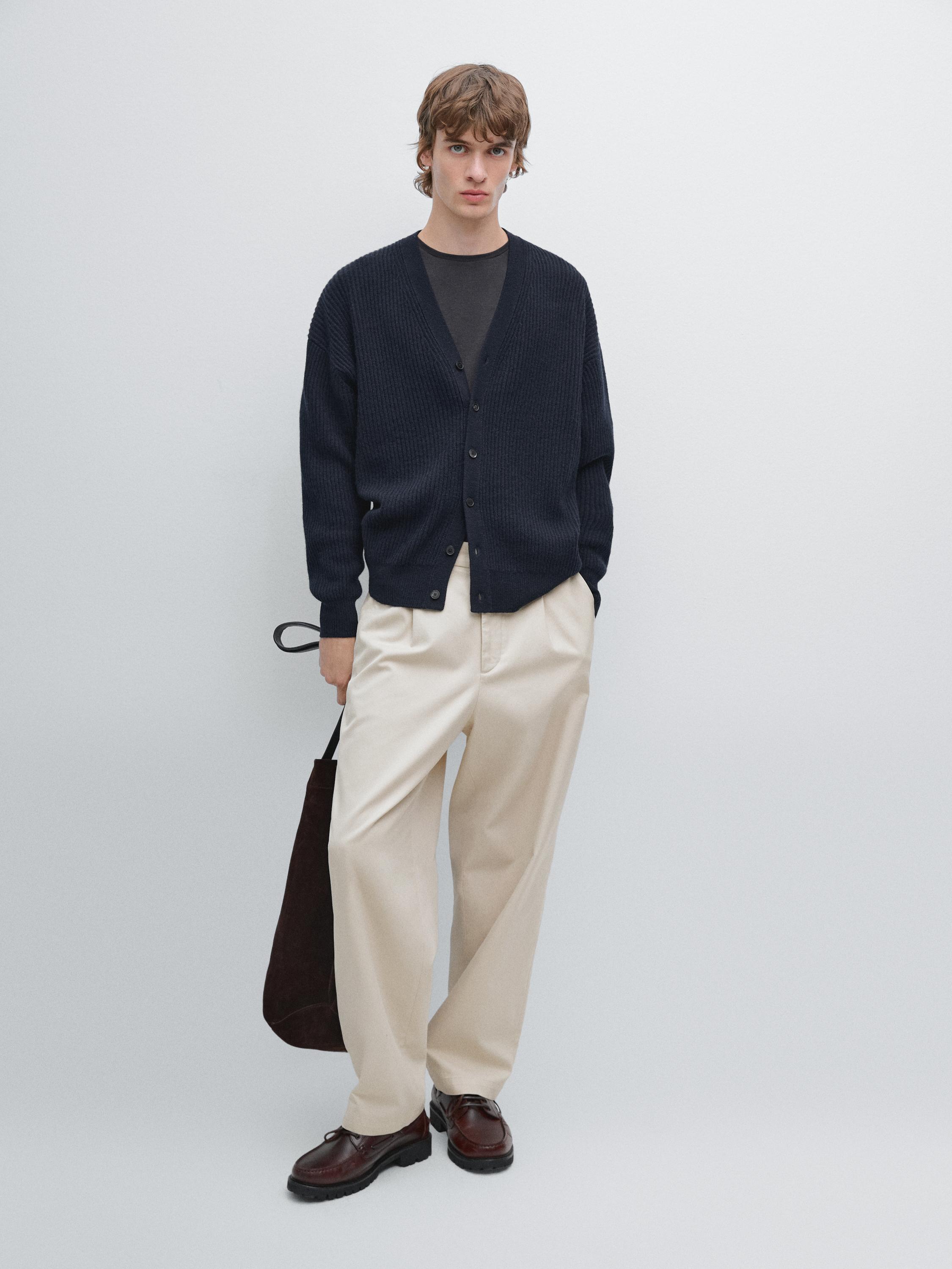 Kardigan z vlněné směsi s výstřihem do V