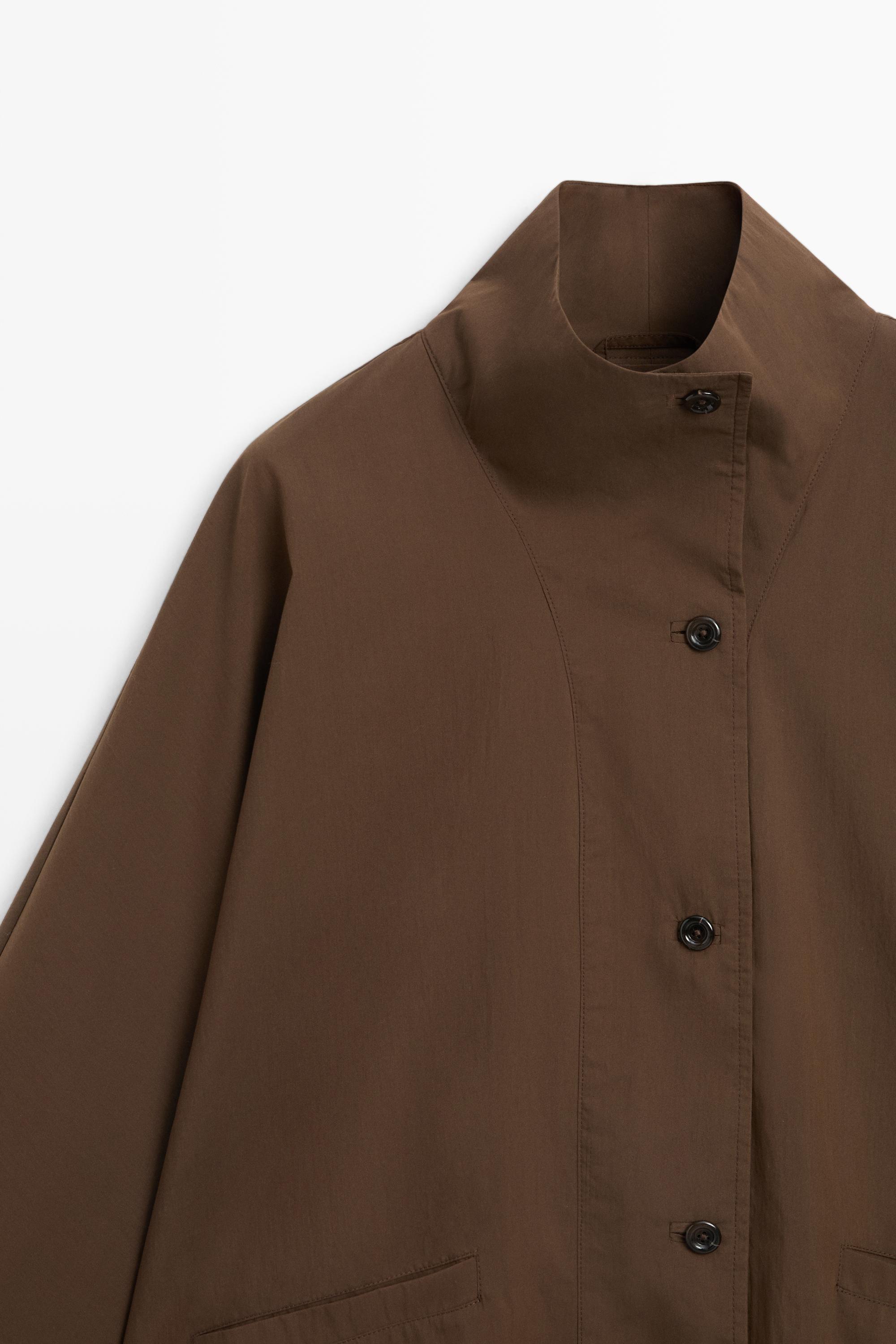 Cape jacket with collar detail — BROWN (alternate view)