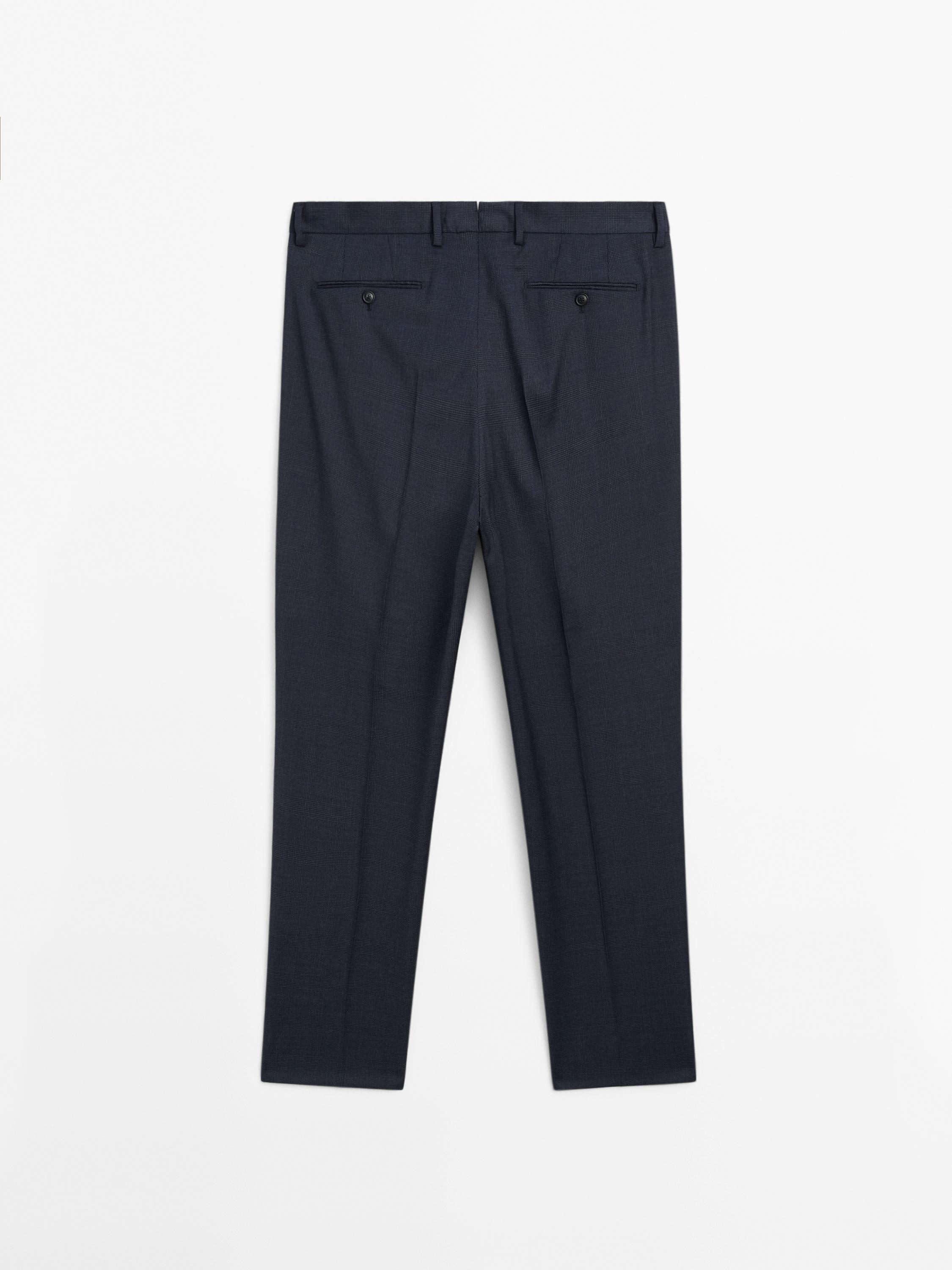 Check wool suit trousers