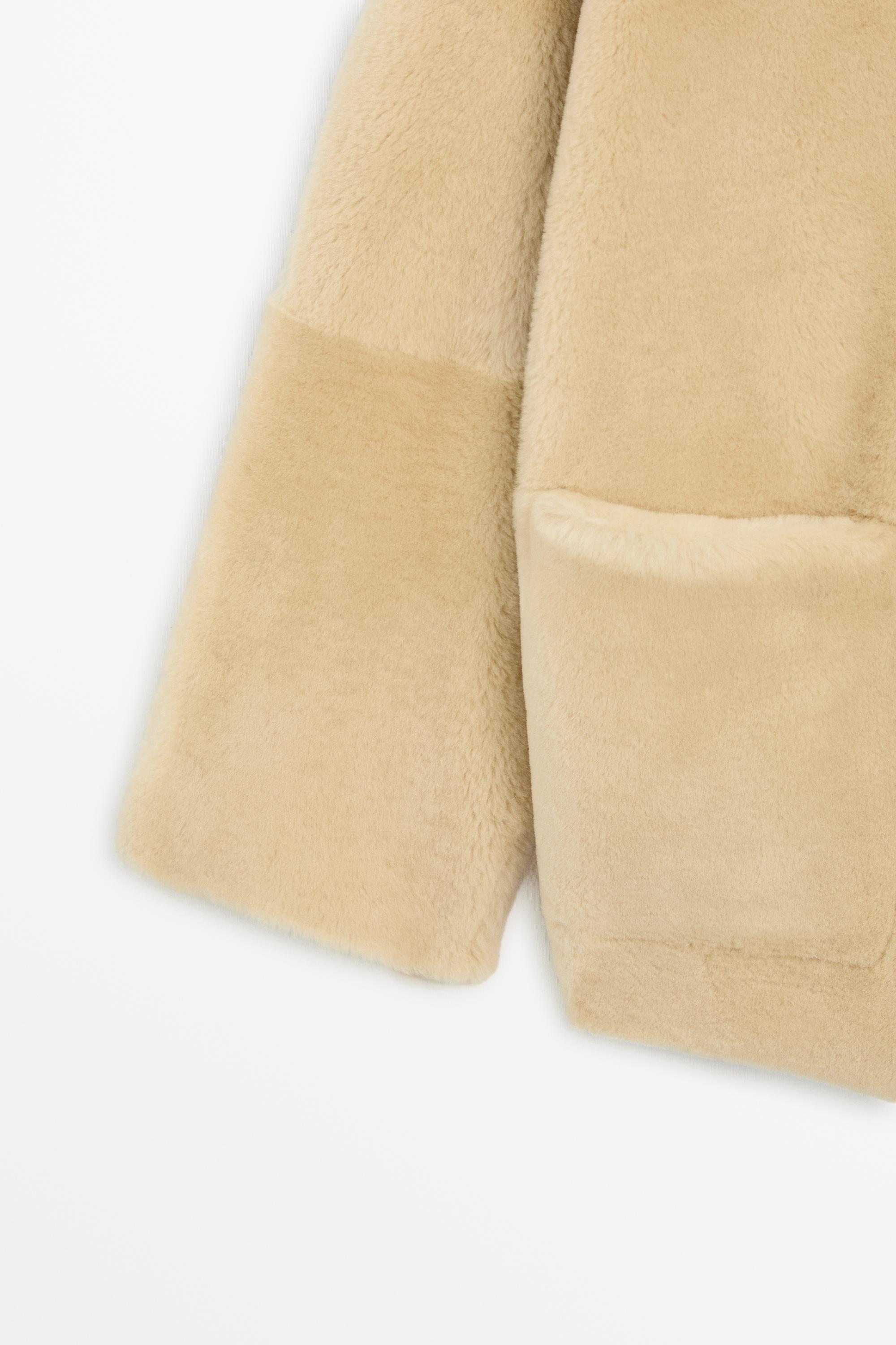 Reversible fur leather coat — CREAM