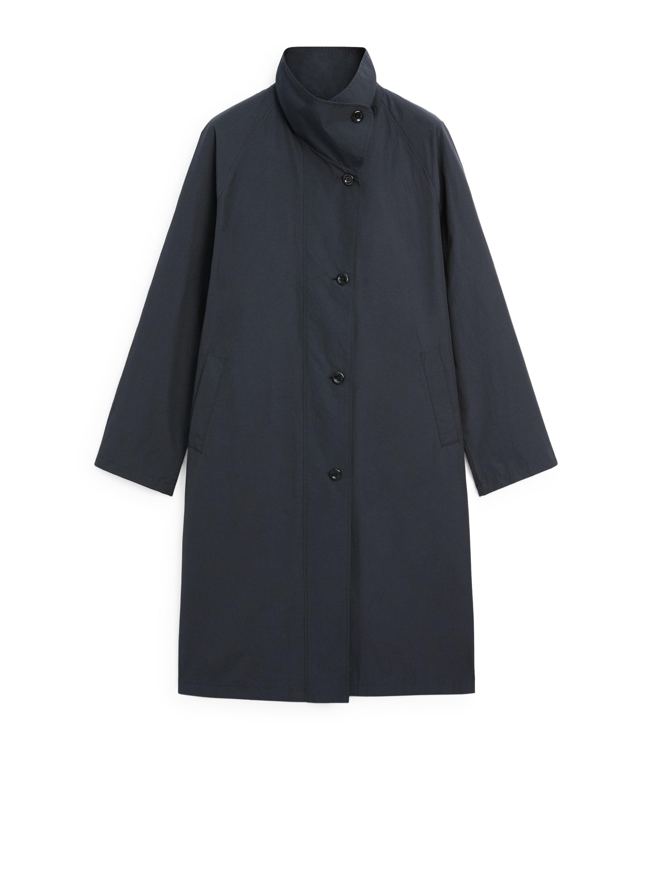 High neck technical trench coat — DARK NAVY