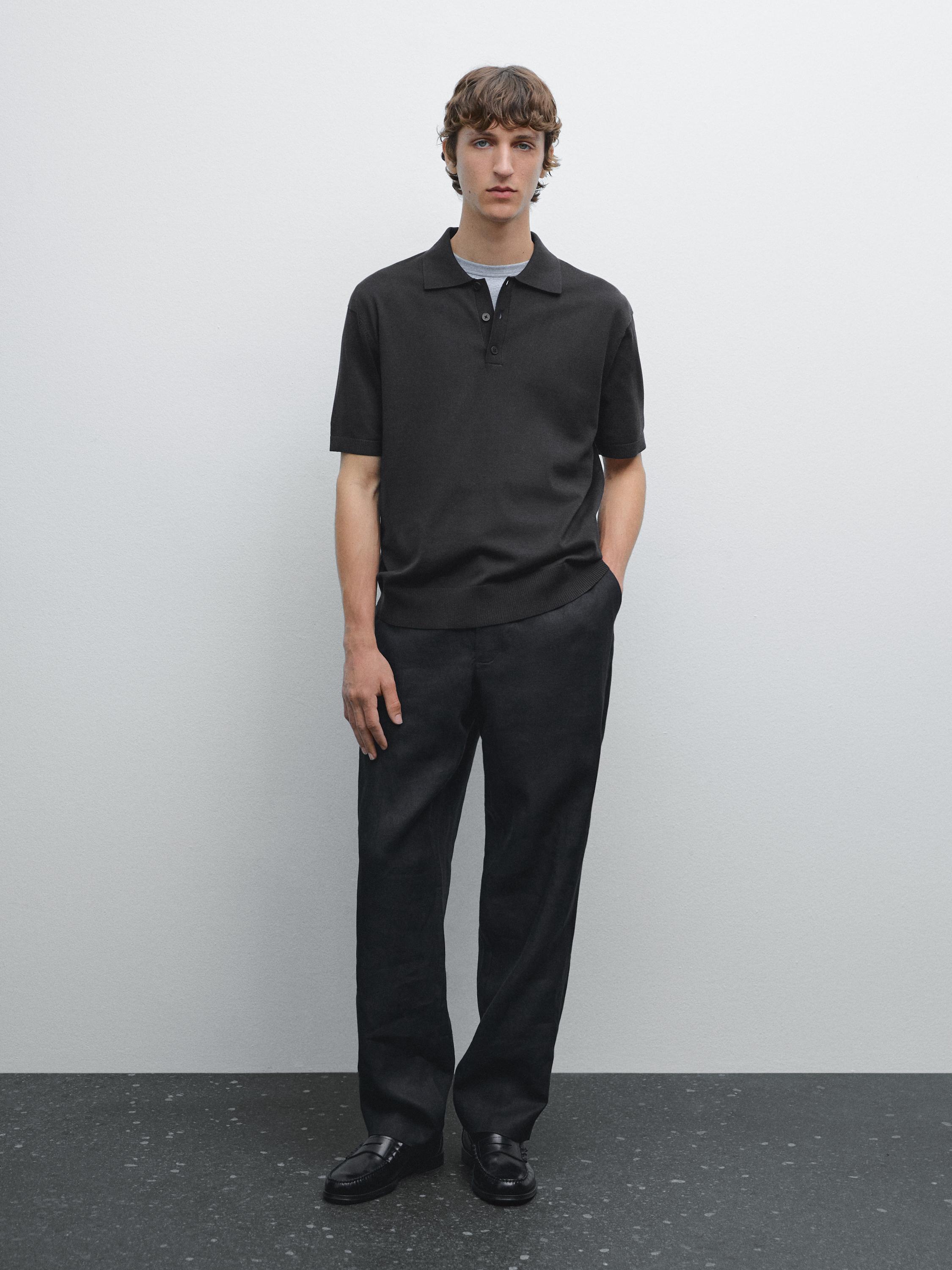 100% cotton regular fit knit polo shirt