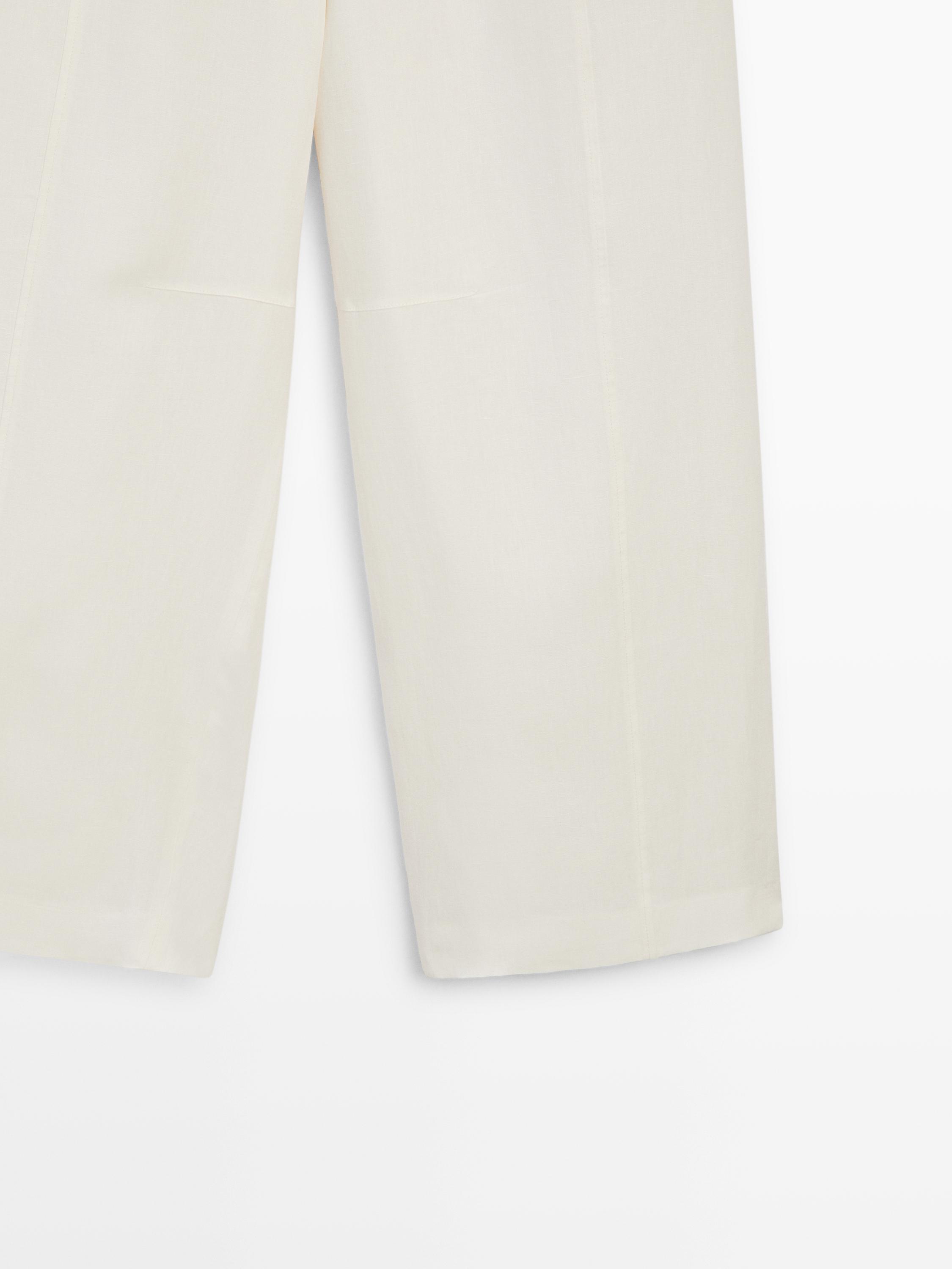 Linen barrel fit pants — Off white