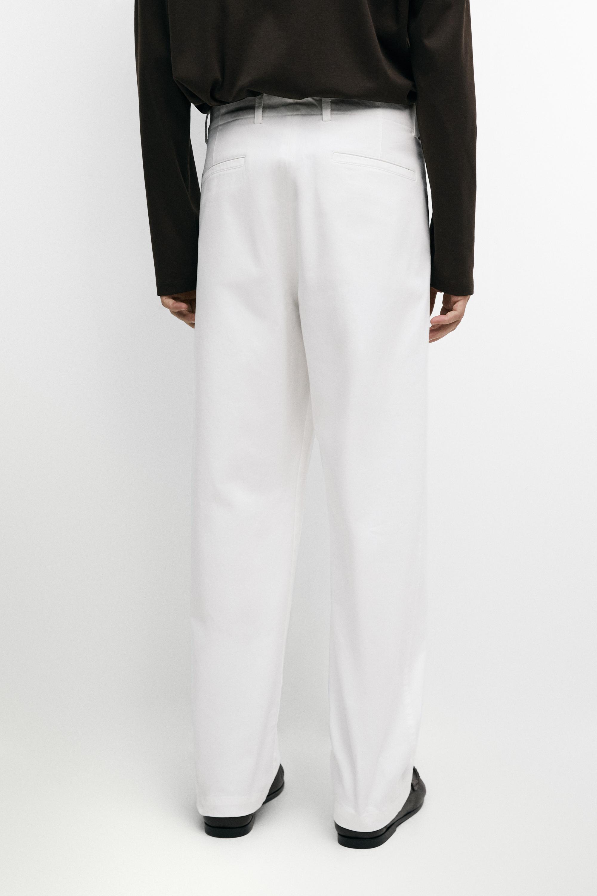 Cotton blend straight-leg pants — Off white