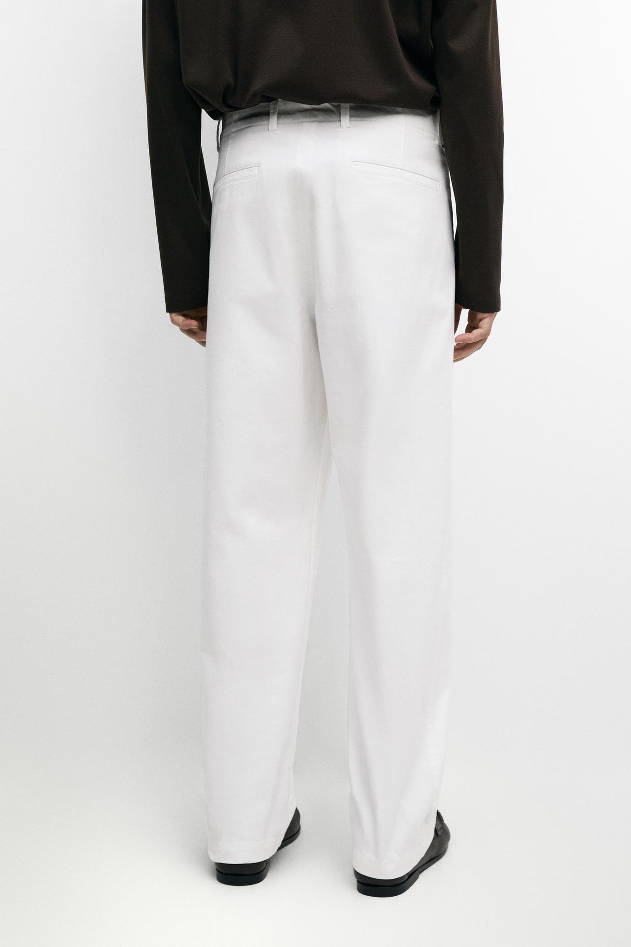 Cotton blend straight-leg pants — Off white