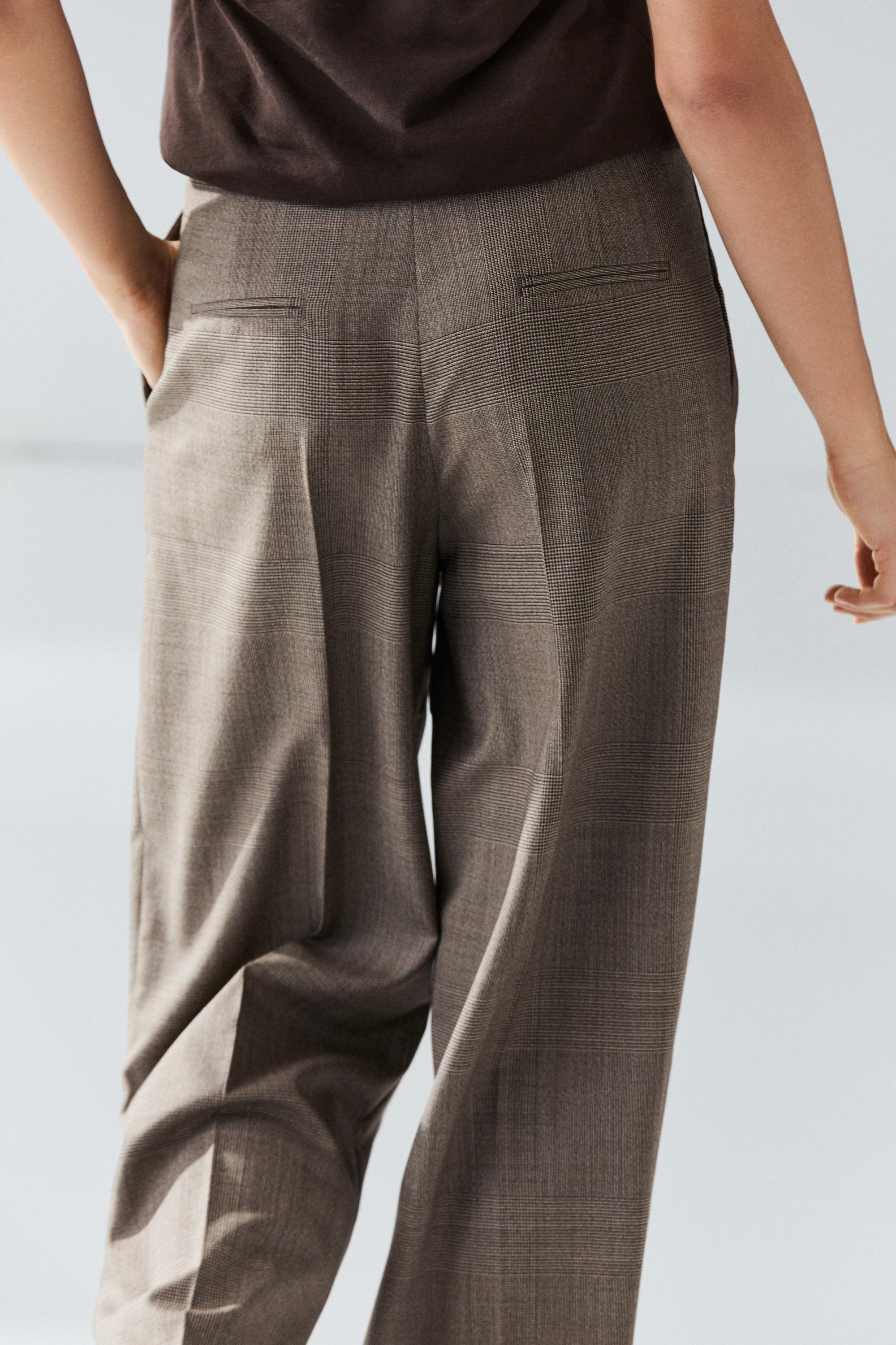 Check wool suit trousers — BEIGE