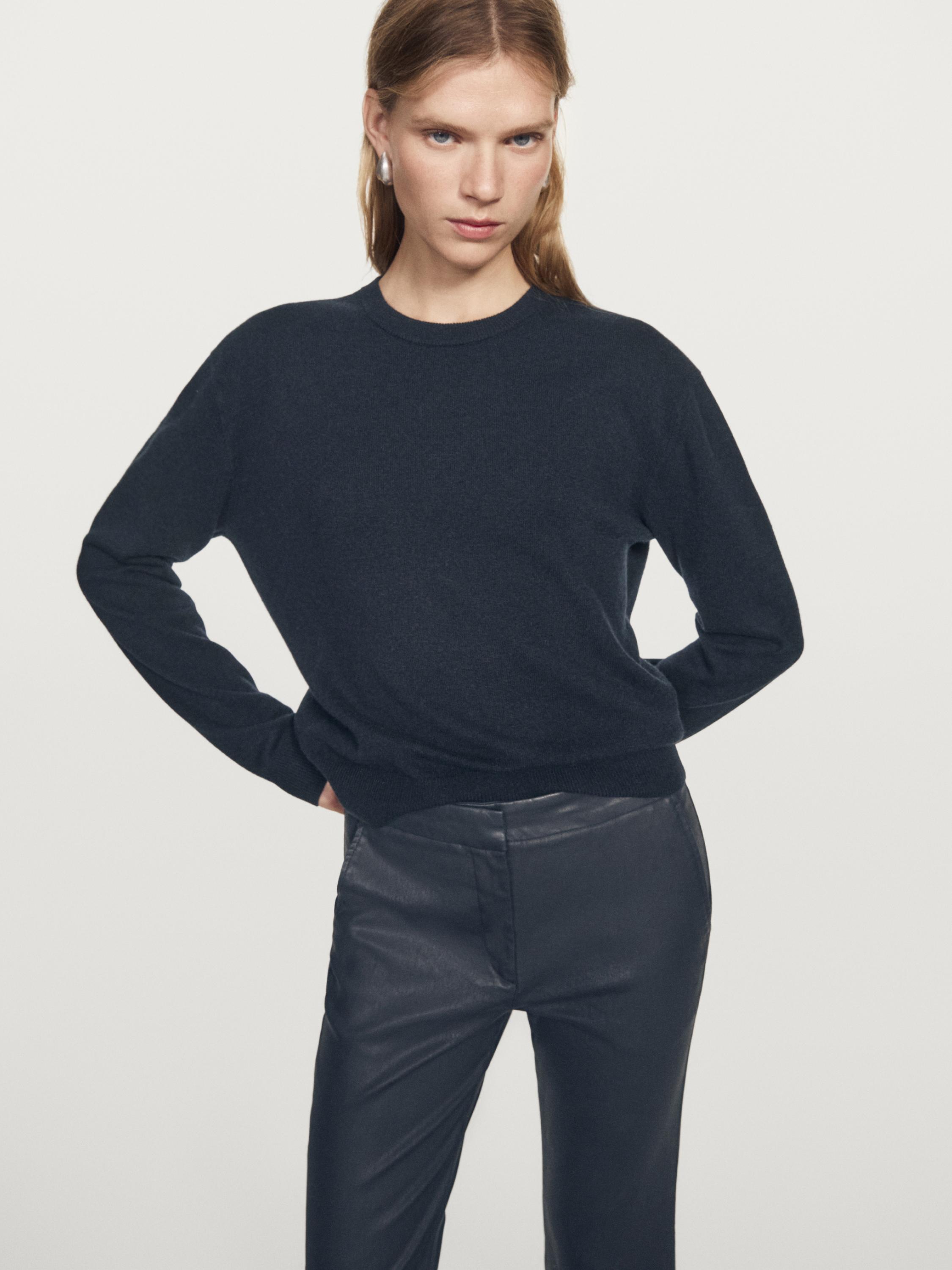 Waxed flare fit trousers — NAVY BLUE
