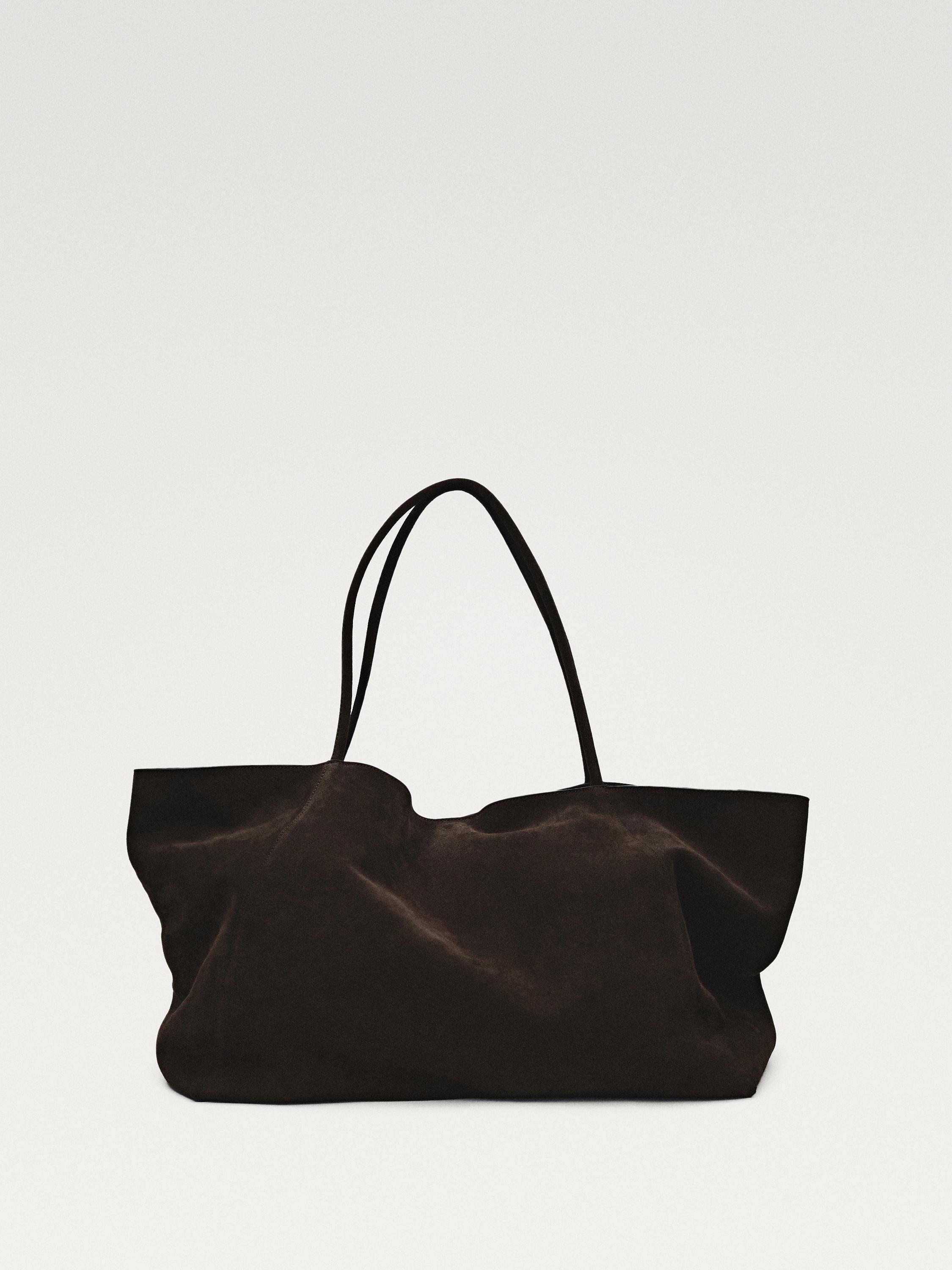 Split suede maxi shopper bag