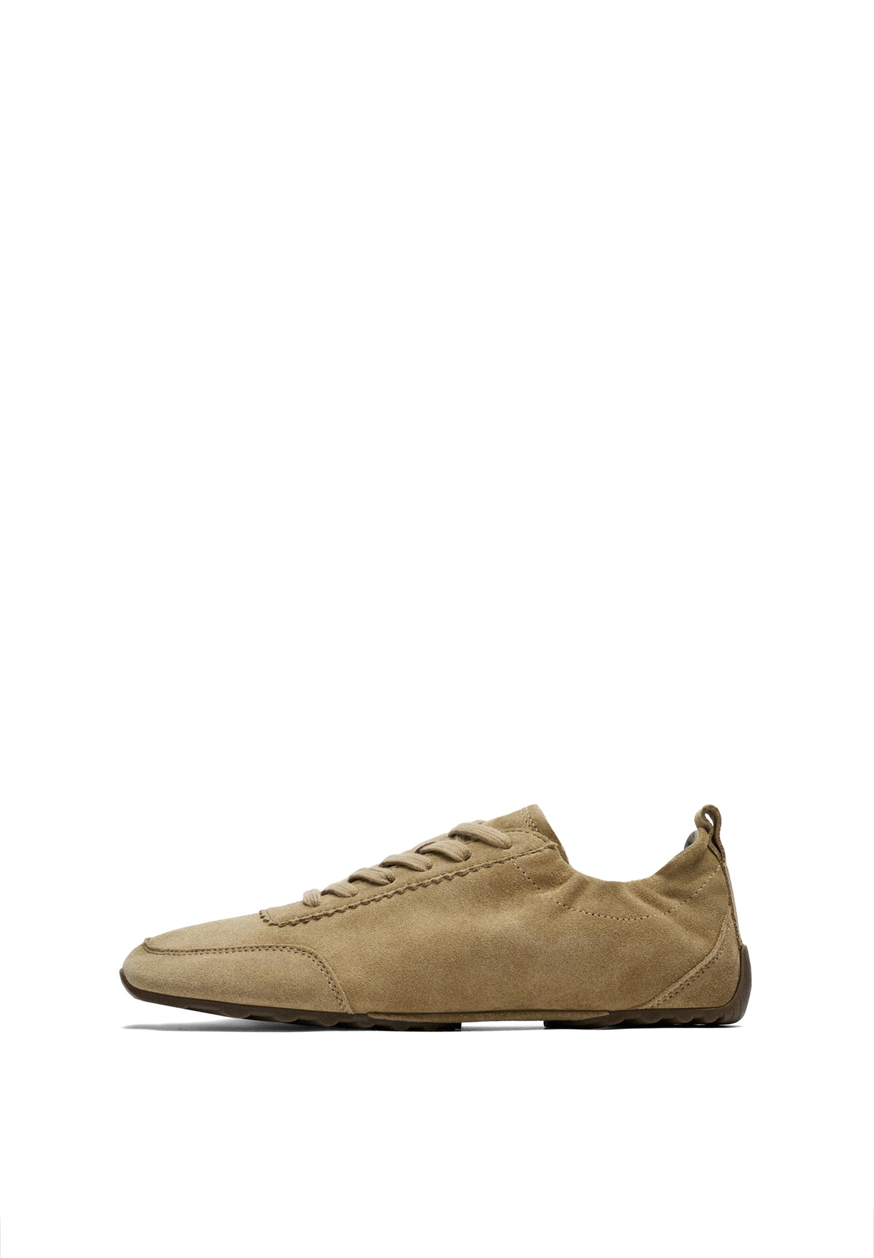 Soft leather trainers — CAMEL