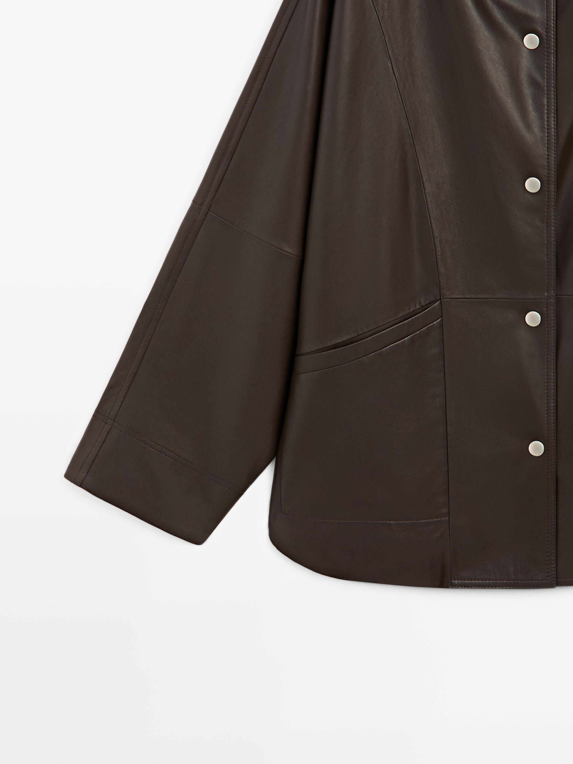 Nappa leather cape jacket — BROWN