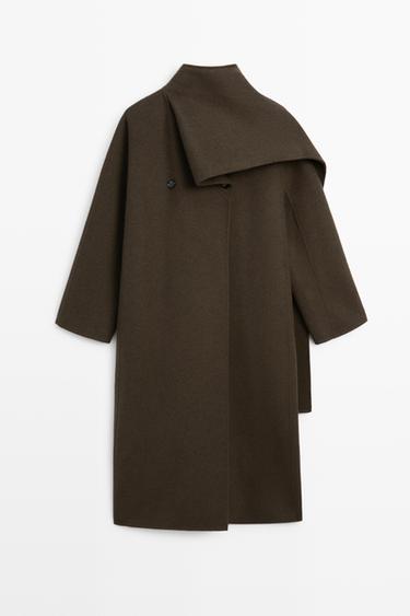 Long coat with scarf detail — Greyish green 2
