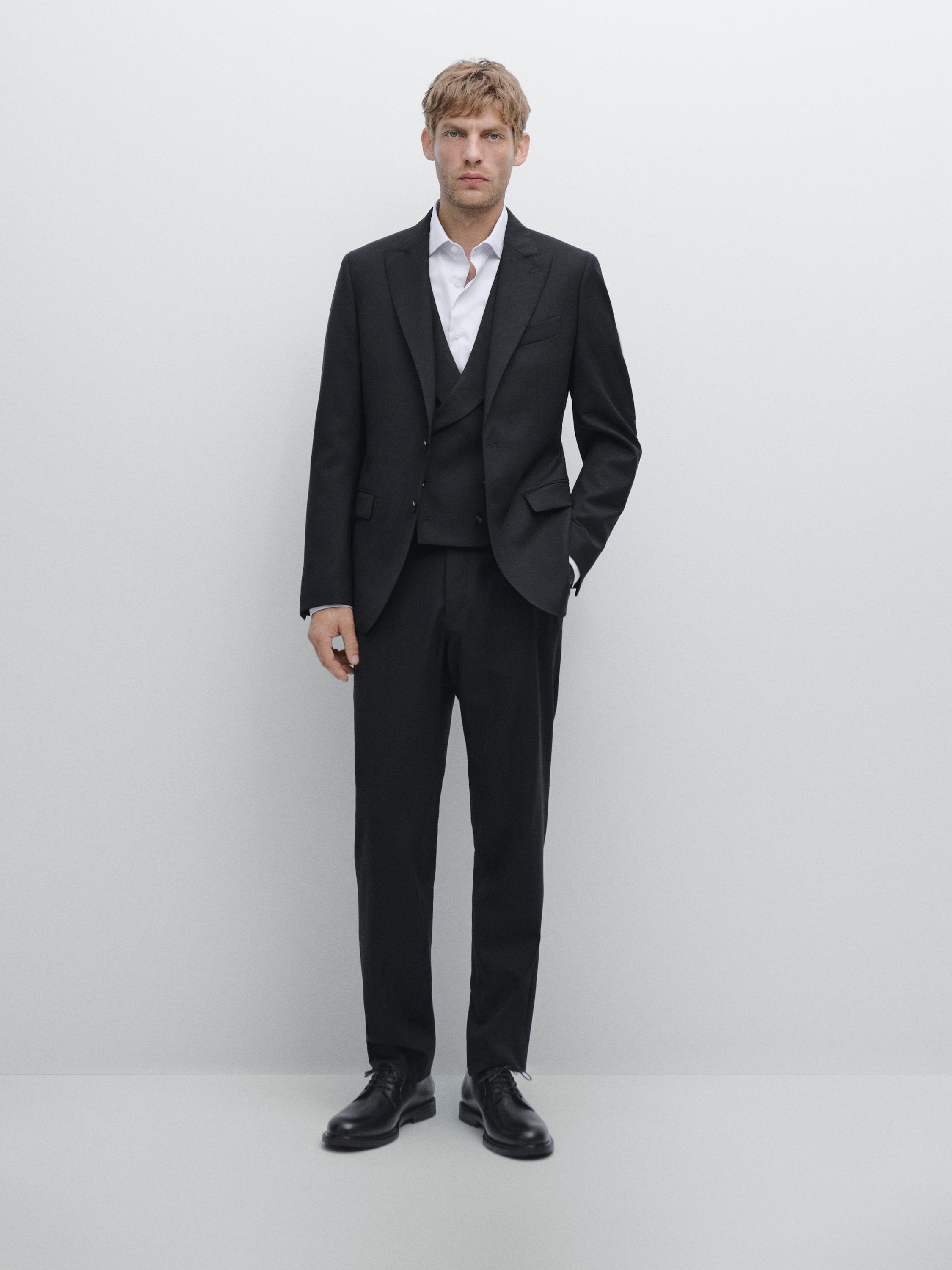 Wool blend suit waistcoat