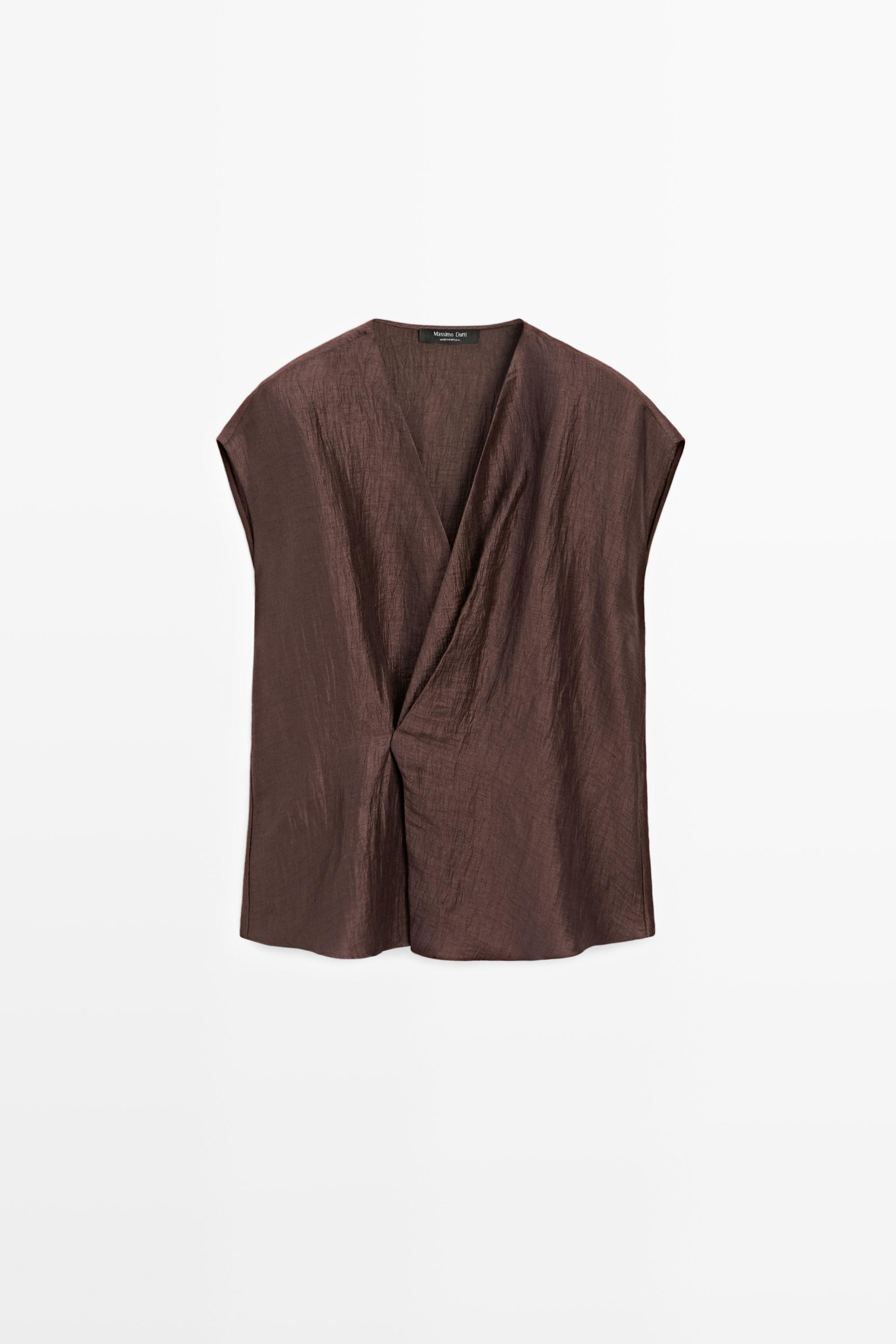 Blusa cruzada fluida mezcla lino