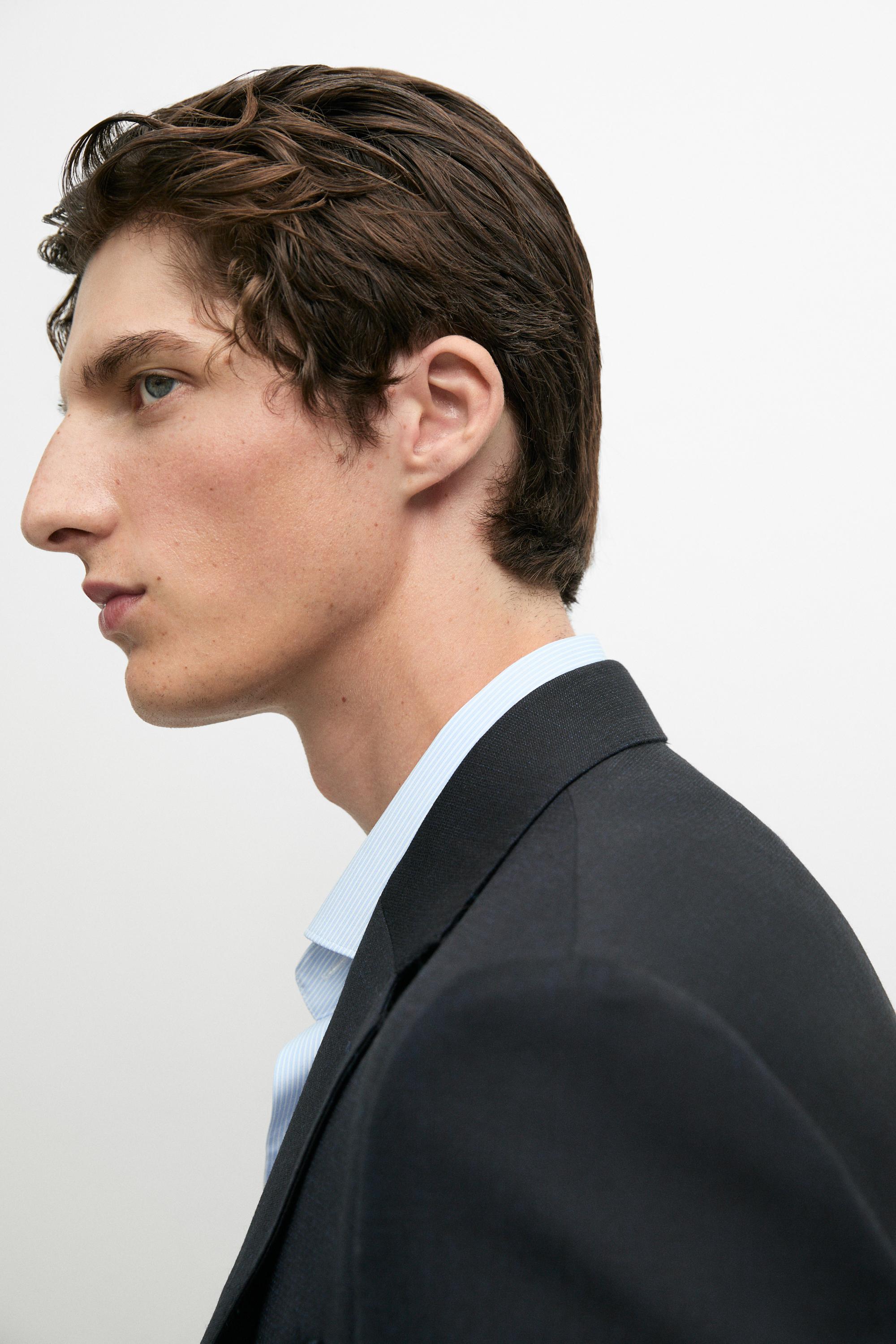 100% Wool Suit Blazer — NAVY BLUE