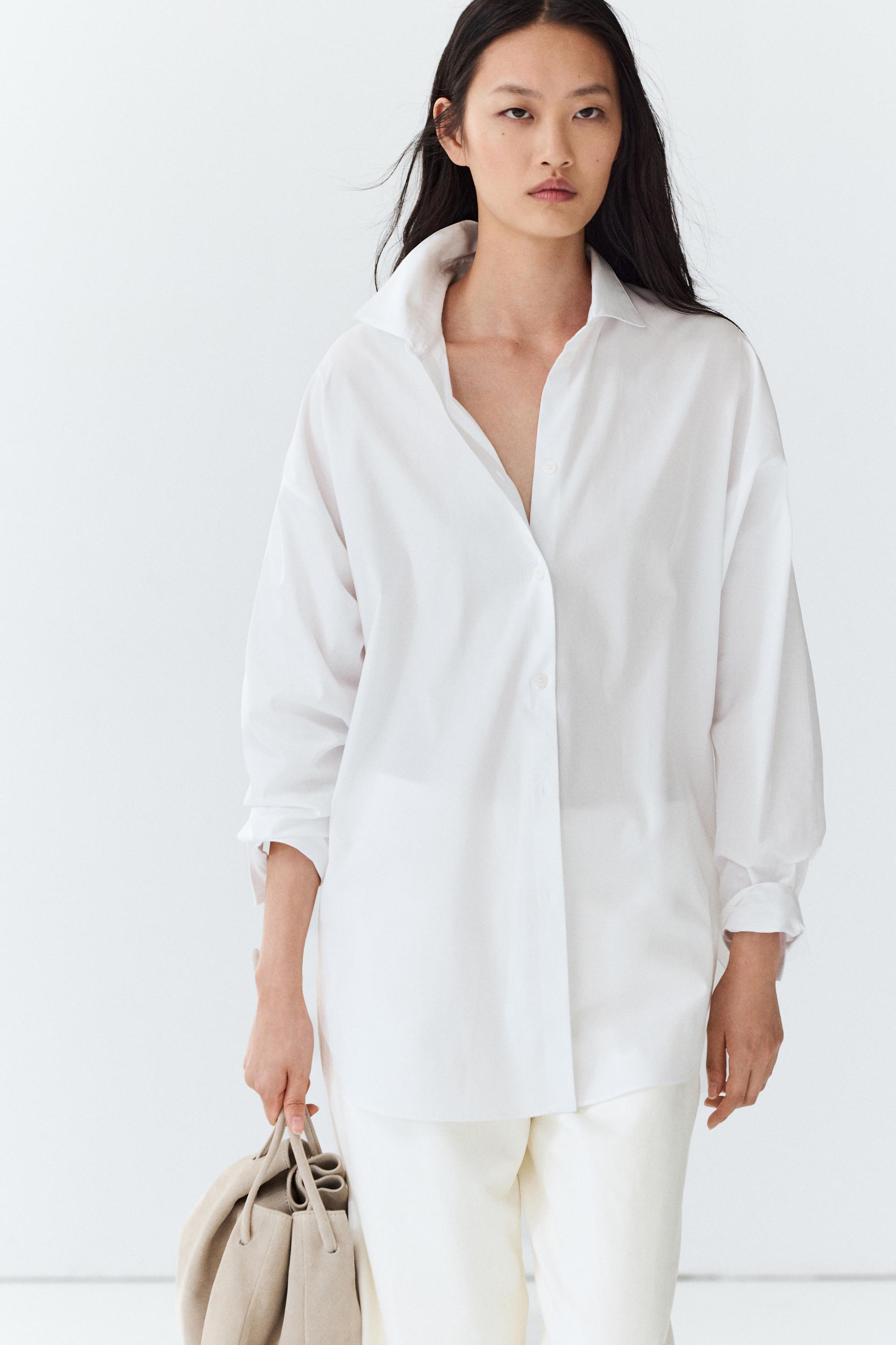 100% cotton poplin shirt — WHITE