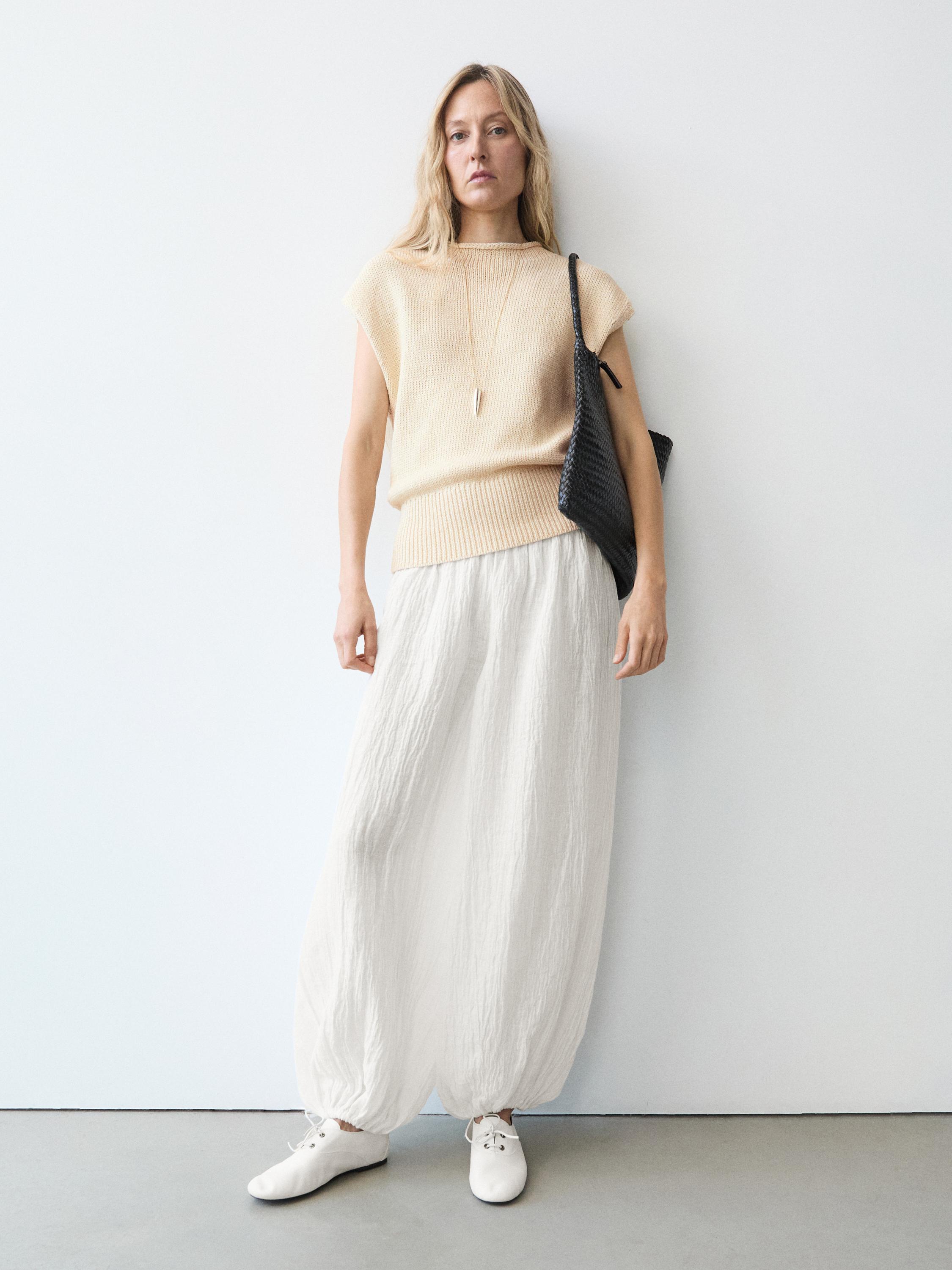 Pantaloni bufanți din in