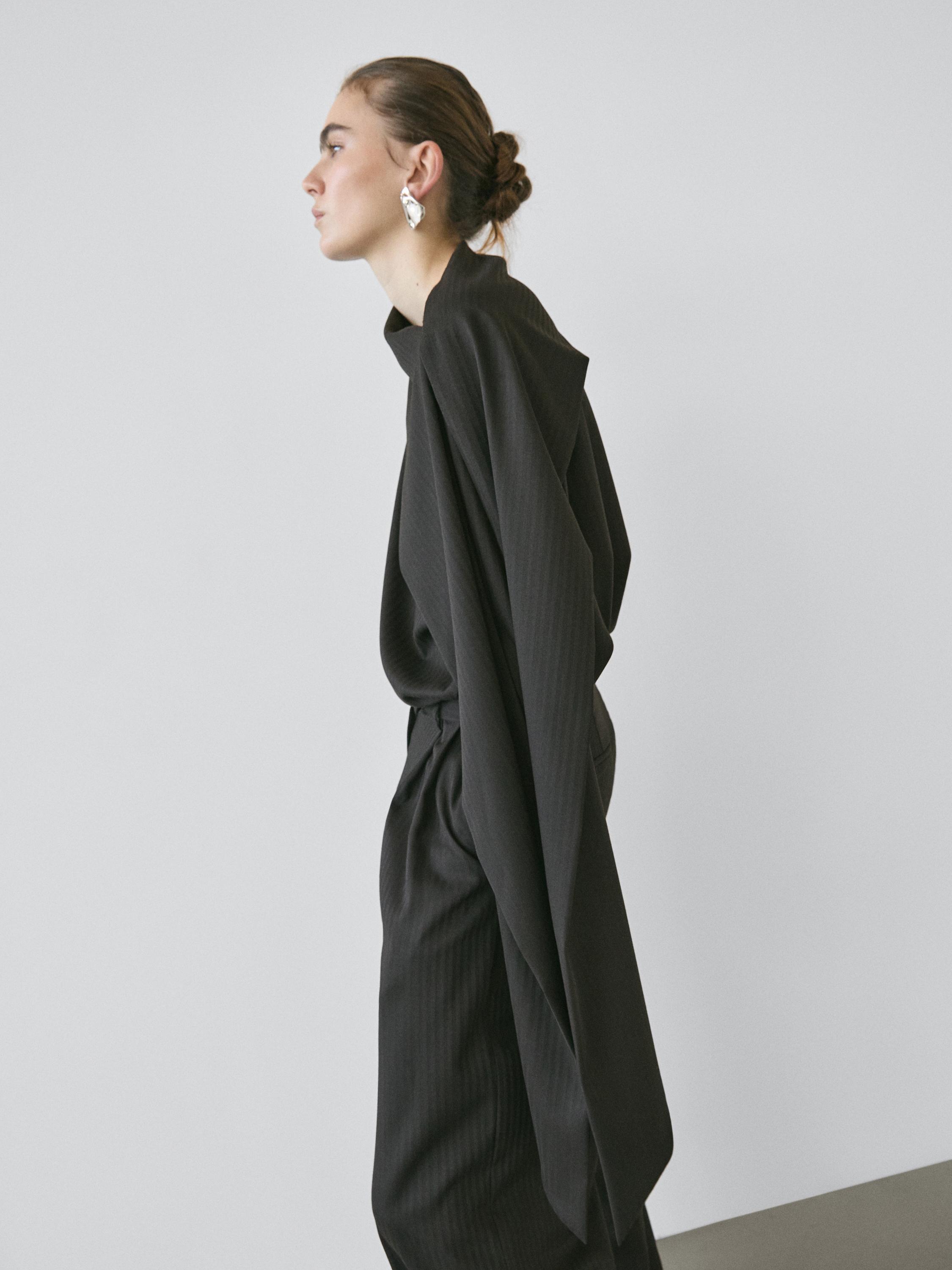 Çizgili pelerin detaylı bluz - STUDIO