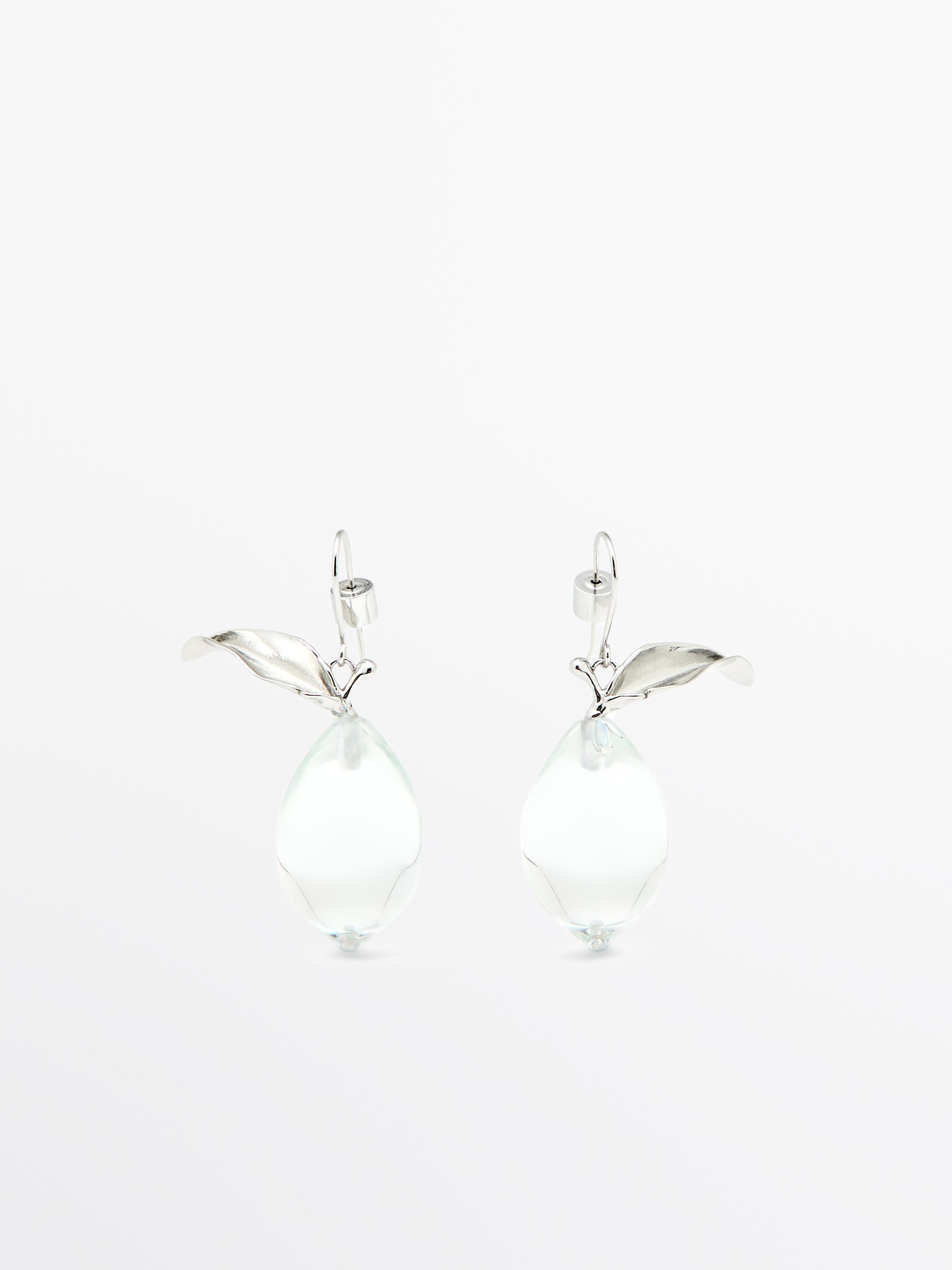 Pendientes lagrima ámbar vidrio