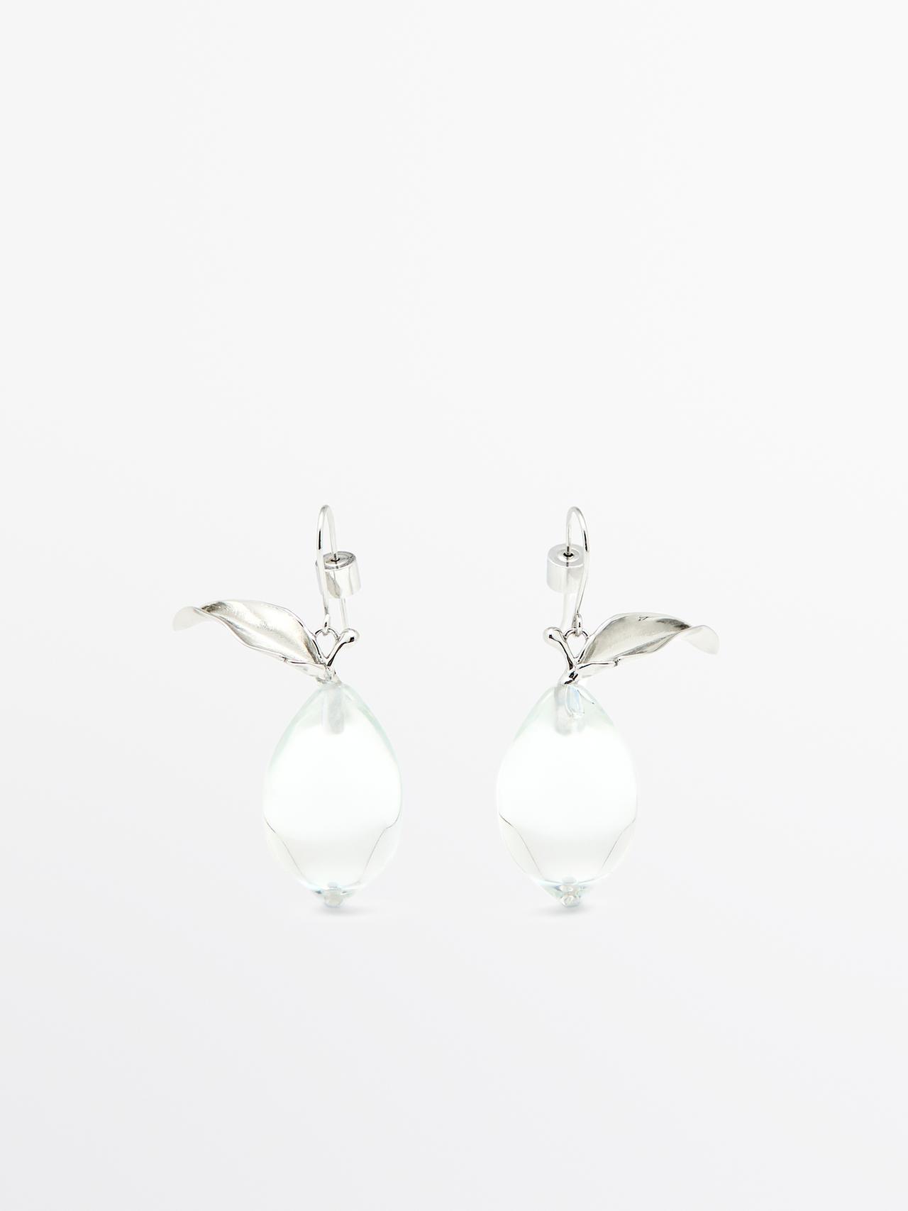 Boucles D’oreilles Citron Verre Mini - Argent - 01 - Massimo Dutti - Femme