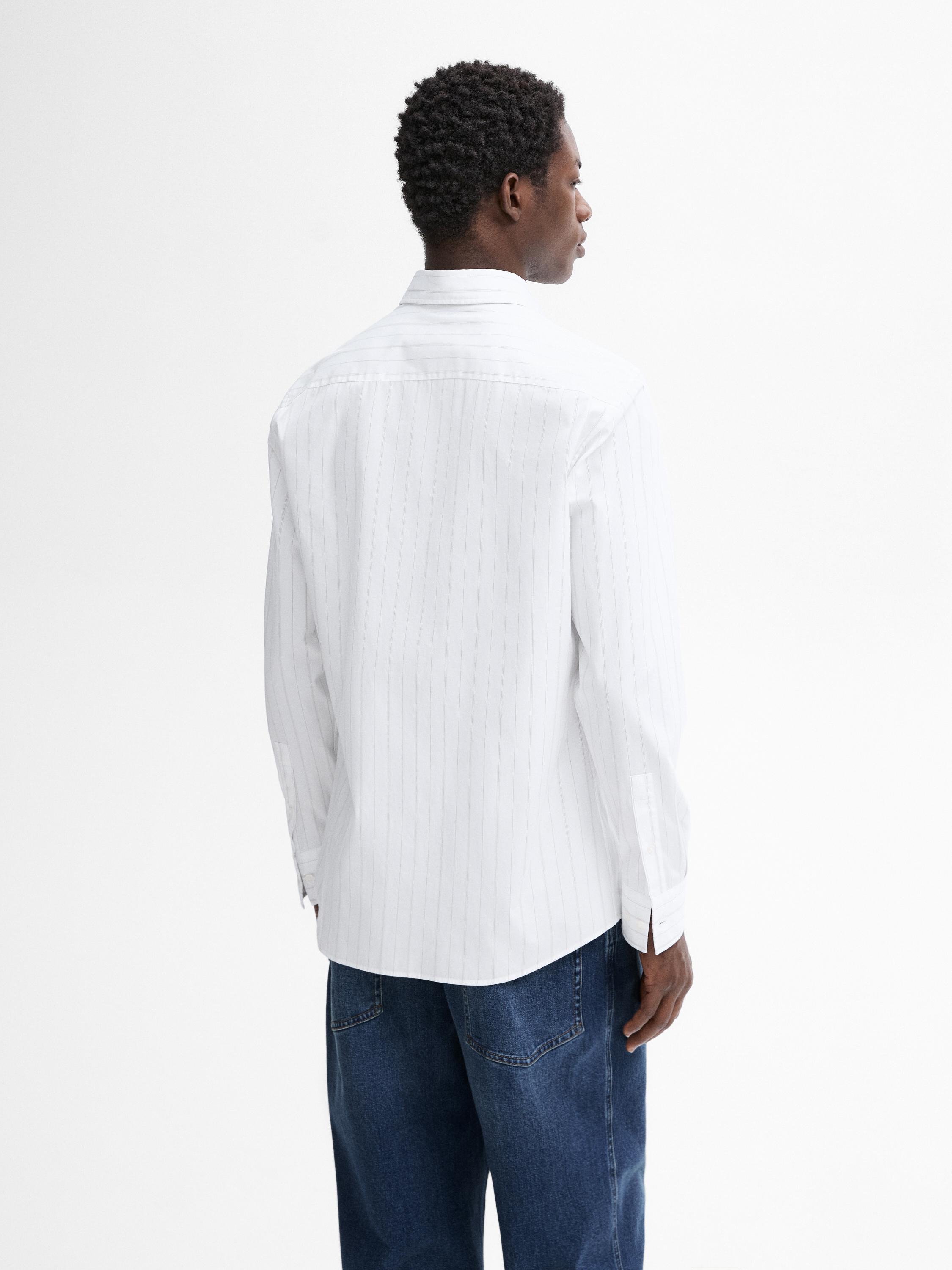 Chemise en popeline à rayures tennis, coupe slim